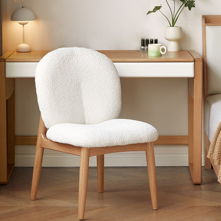 Solid Oak Wood Leisure Soft Chair - Cream Study Chair for Home Office, Reading & Relaxation - Comfortable & Stylish Accent Furniture for Living Room, Bedroom or Library