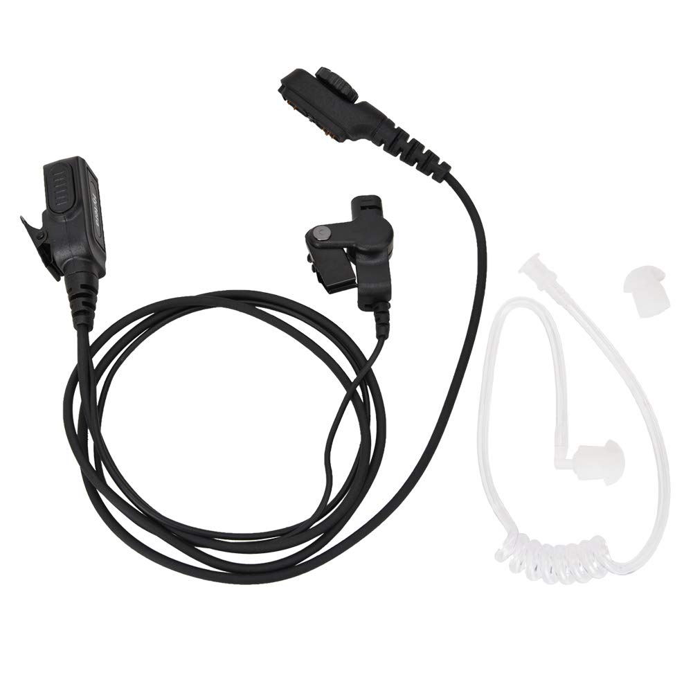 Yoidesu Walkie Talkie Earpiece Headset with PTT Button & Air Tube Duct - Compatible with Motorola PD780 (Black) - Ideal for Security, Construction & Outdoor Communication
