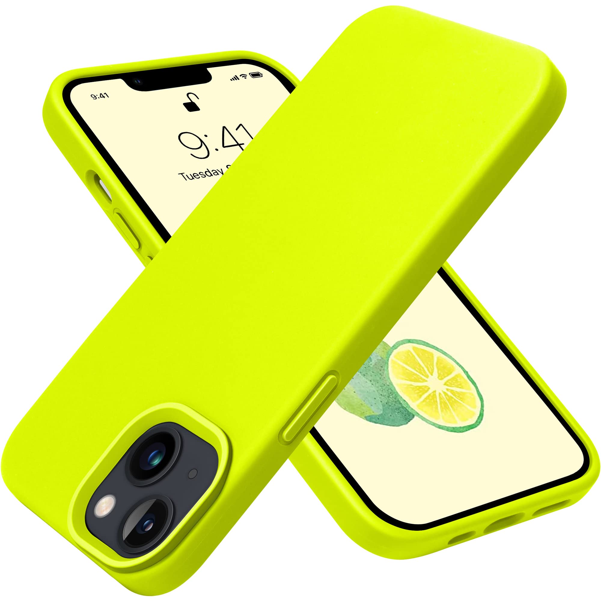 OTOFLY Shockproof Slim Silicone Case for iPhone 13 (6.1 Inch) - Fluorescent Yellow Protective Cover | Perfect for Gym, Outdoor & Night Visibility