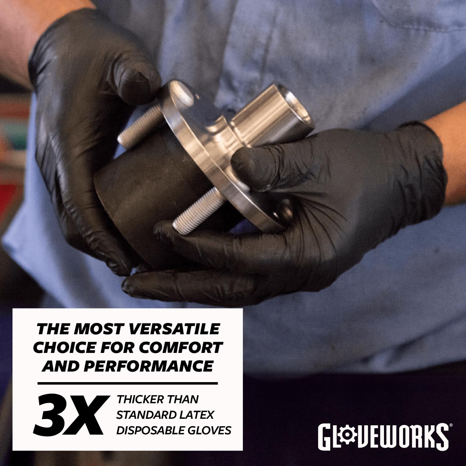 GLOVEWORKS Black Disposable Nitrile Industrial Gloves - 5 Mil Thick, Latex-Free & Powder-Free, Food Safe, Textured Grip - Ideal for Food Handling, Medical Use, Cleaning & DIY Projects