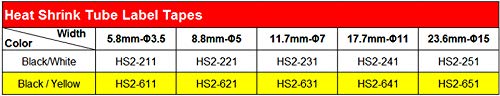 1PCS IDIK HSe-211 Heat Shrink Tube for Brother HS2-211 - Black on White 5.8mm Label Tapes - Compatible with Brother P-Touch Label Printer - Perfect for Cable Management, Wire Identification & Organization