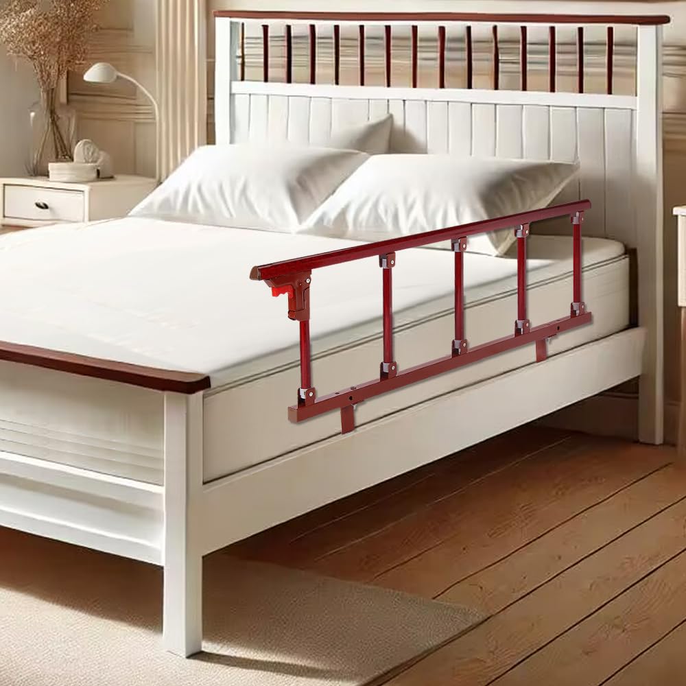 Adjustable Bed Assist Rail for Seniors - Safety Bed Rails That Slide Under Mattress, Collapsible Bedside Guard Rail with Medical Transfer Handle - Ideal for Elderly Care, Hospital Use & Home Safety