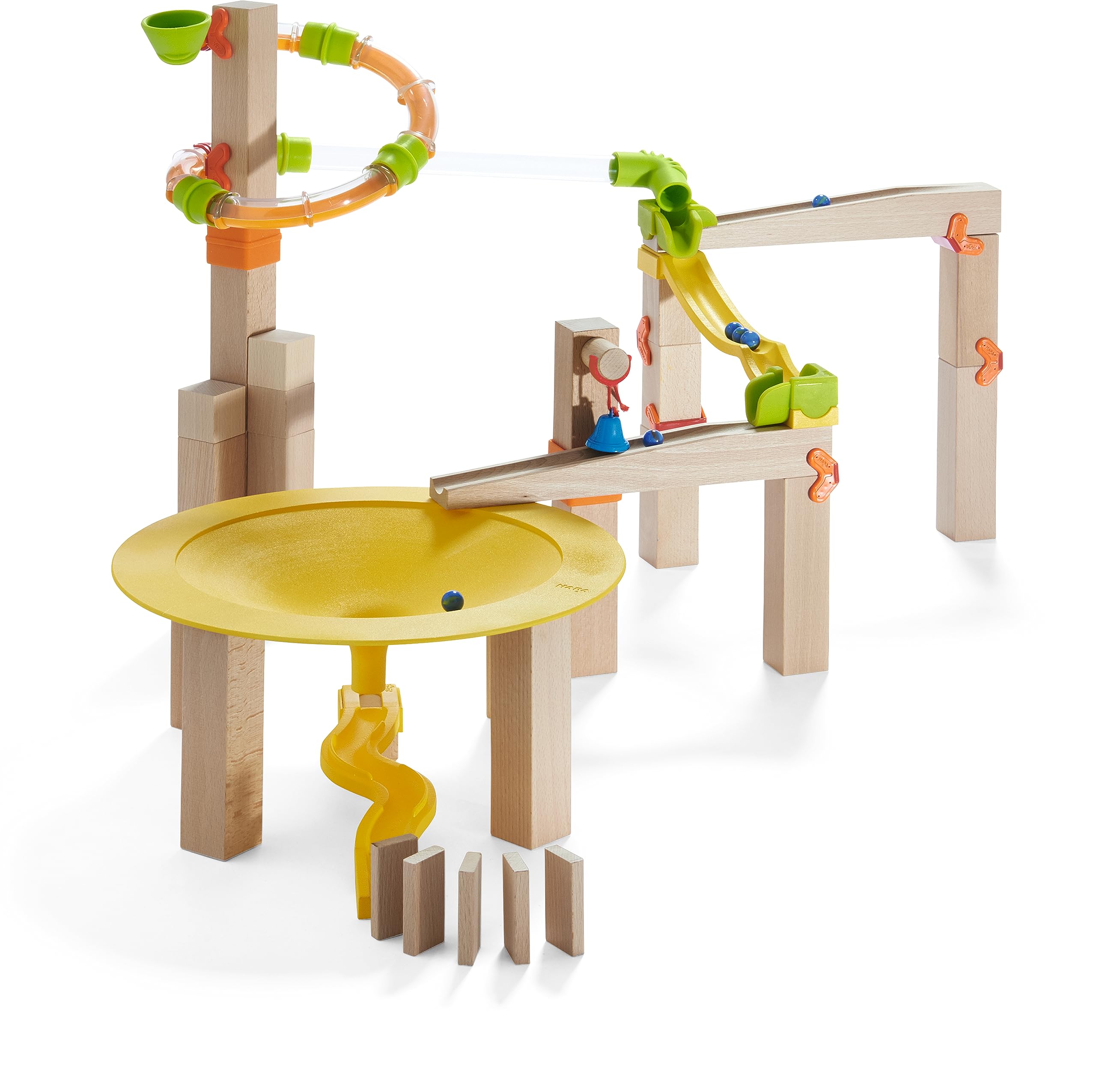 Premium HABA Ball Track Basic Pack Funnel Jungle - German-Made Wooden Marble Run Toy with Plastic Elements for Kids | STEM Learning Toy for Toddlers & Preschoolers | Perfect for Indoor Playrooms, Daycares & Montessori Classrooms