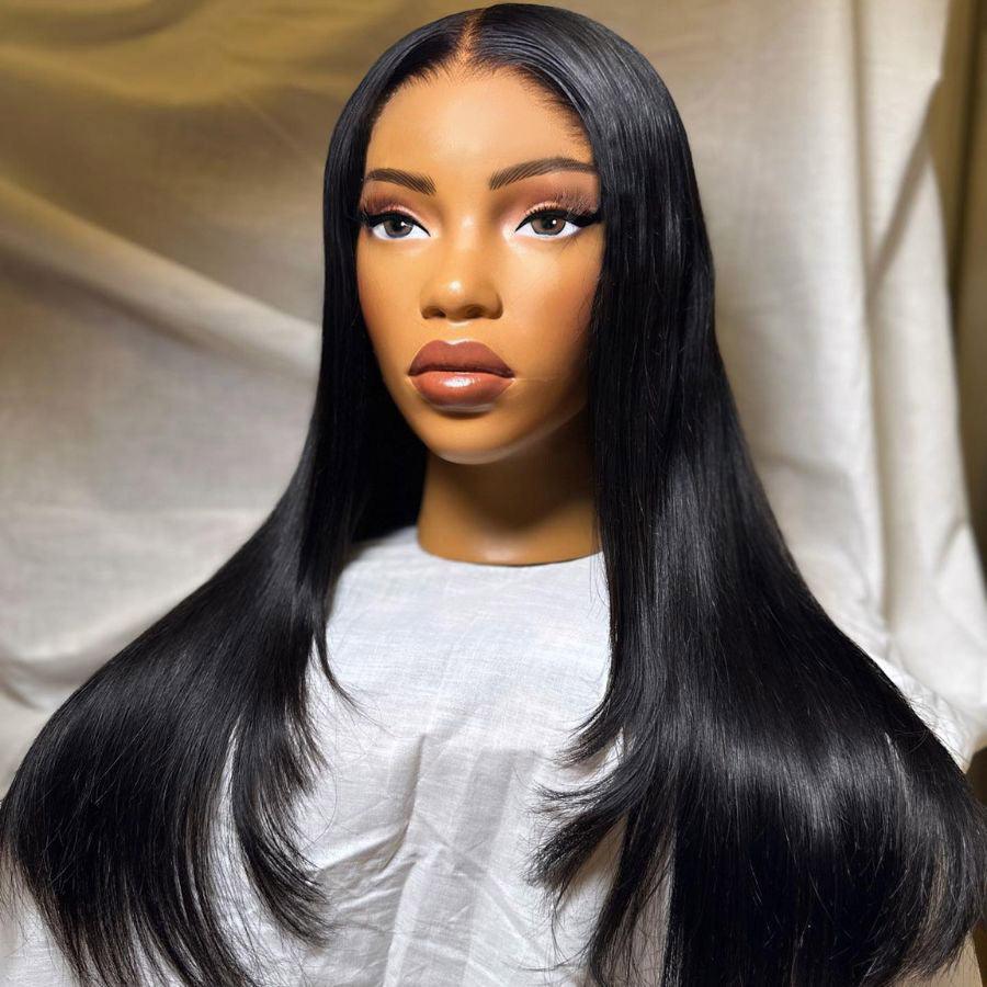 WOWANGEL 5x5 HD Lace Closure Wig - Jet Black Straight Glueless Human Hair Wig for Black Women | Wear & Go | Perfect for Daily Wear, Parties & Special Occasions