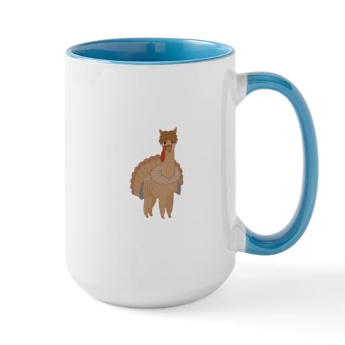 White/Blue Inside - Thanksgiving Llama Mugs