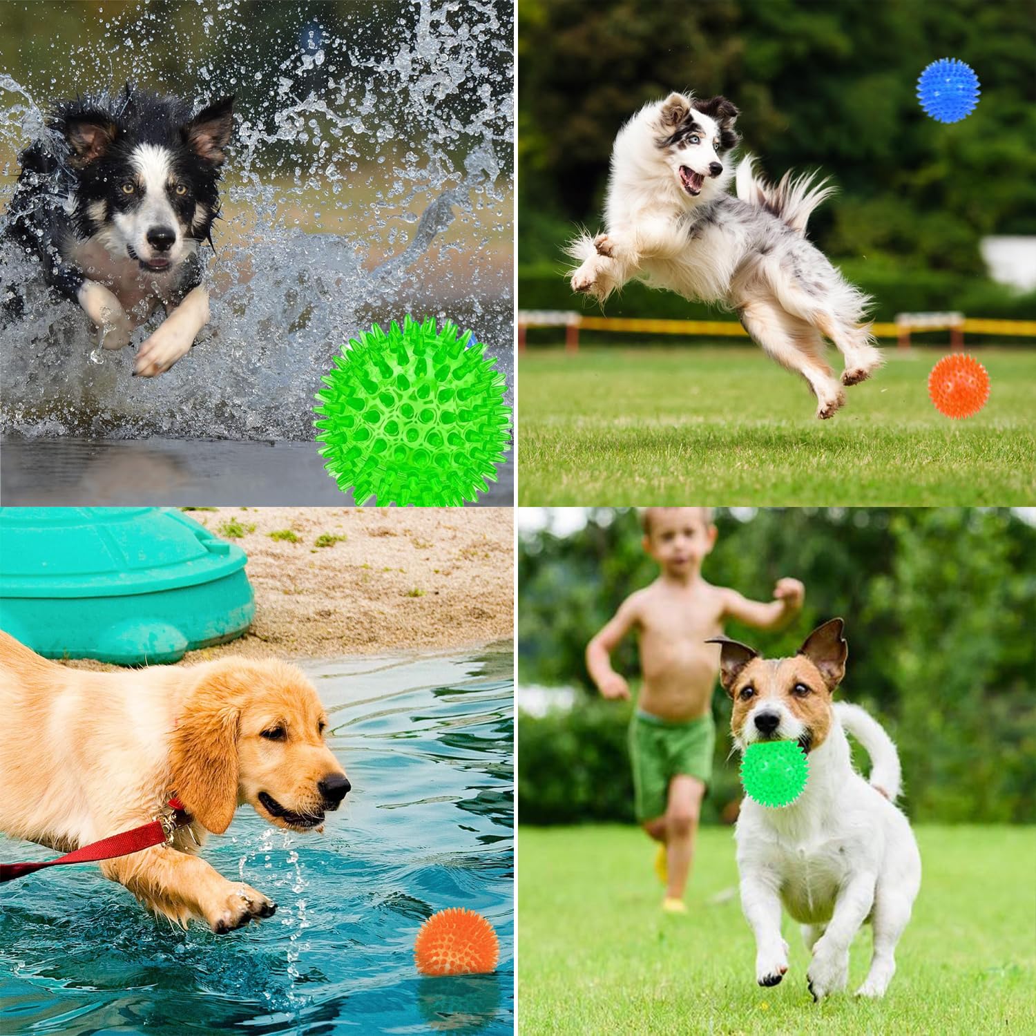 **Yenlk Squeaky Dog Ball Toys - 6 Pack Spiky Chew Balls for Small & Medium Dogs, Floating Pool & Fetch Toys, TPR Rubber Teeth Cleaning Chew Toys for Puppies - Perfect for Playtime, Training & Boredom Relief**