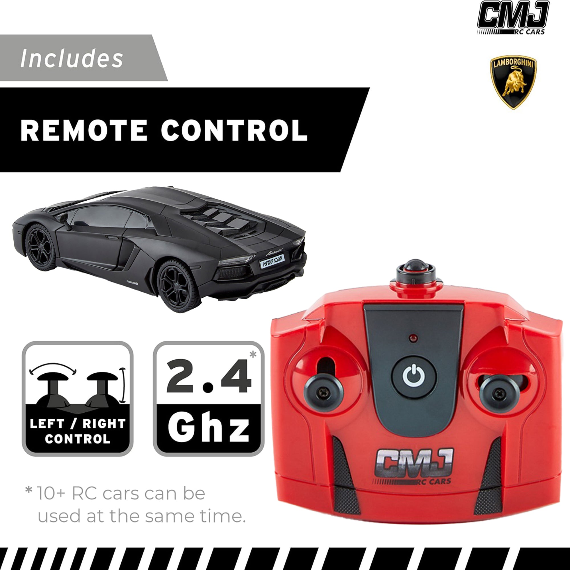 CMJ 1:24 Scale Lamborghini Aventador LP700-4 Remote Control Car - 2.4GHz RC Racing Vehicle with LED Headlights (Black) - Perfect for Kids Gifts, Indoor Racing & Collectible Display