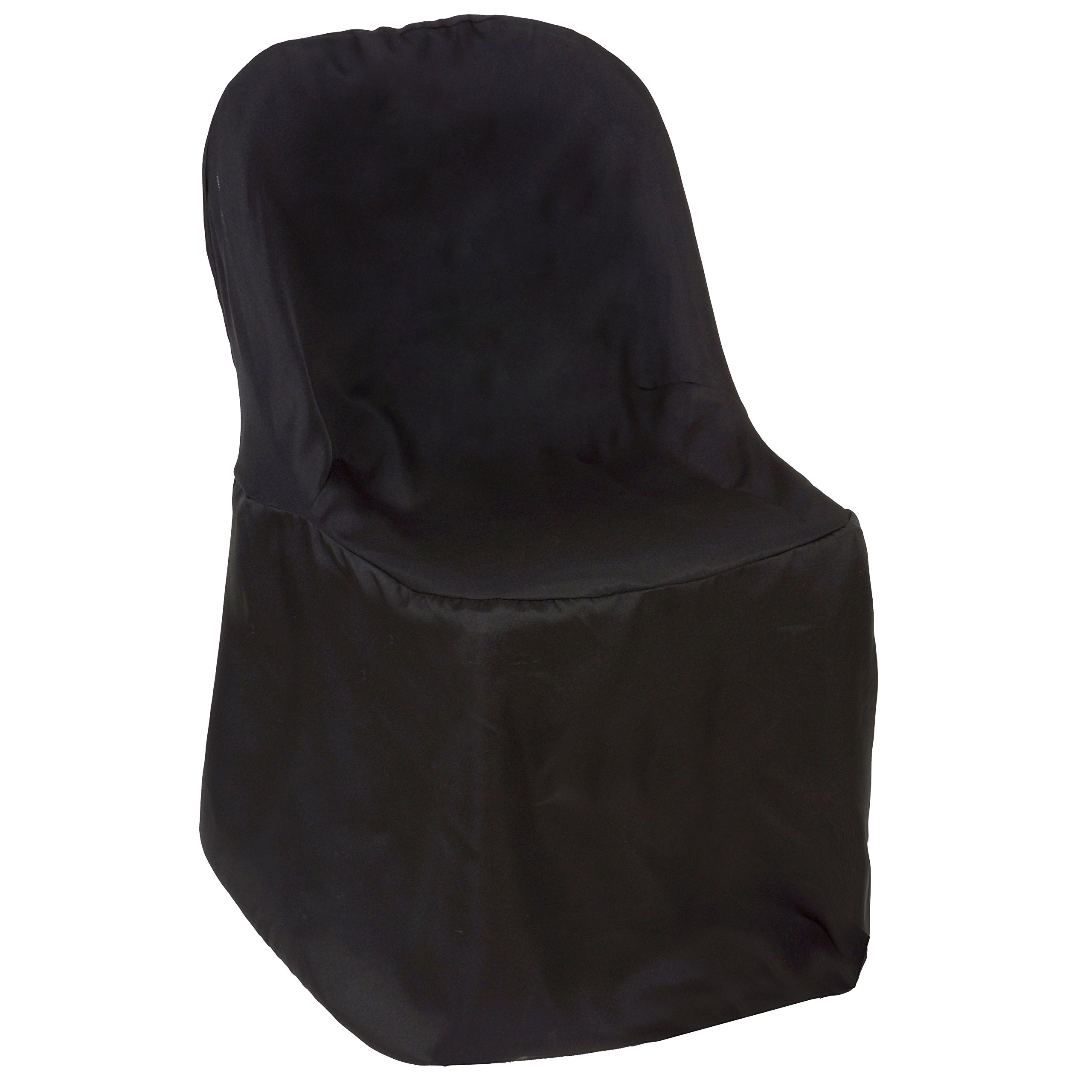 100-Pack Black Polyester Folding Chair Covers for Weddings, Parties & Events - Waterproof Seat Covers for Banquet Halls, Receptions & Outdoor Decorations