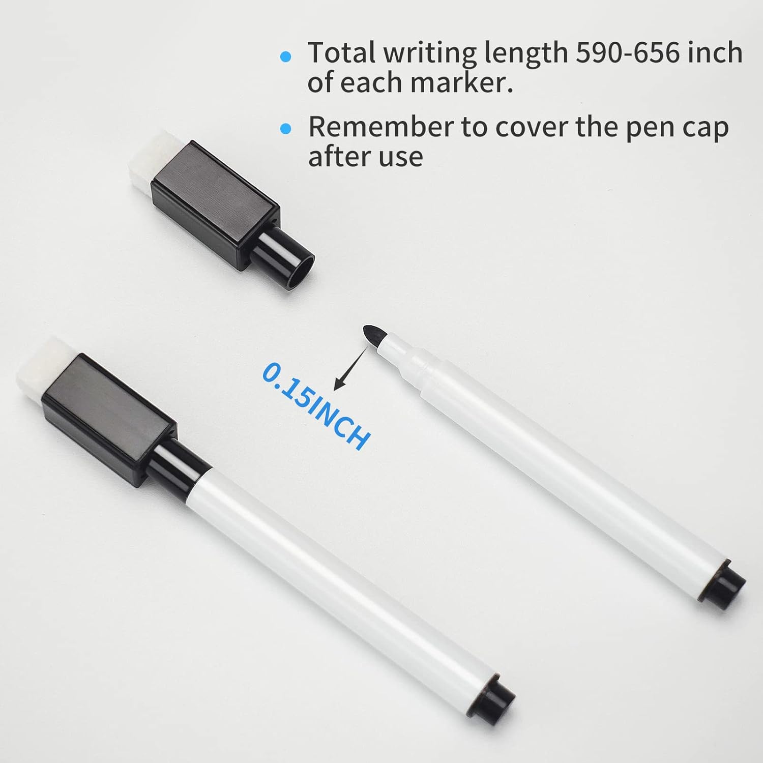 50 Pcs Black Magnetic Dry Erase Markers with Eraser Cap - Fine Point Whiteboard Markers for Teachers, Students & Office Use - Perfect for Classrooms, Meetings & Home Organization
