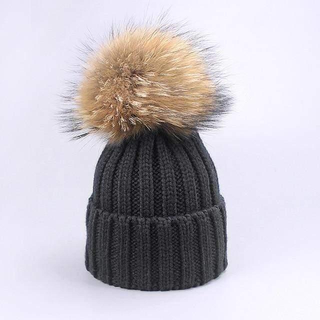 Women's & Kids' Winter Hat and Scarf Set with Real Fur Pompom - Warm Knit Beanie & Neck Warmer for Cold Weather, Snow Activities, and Outdoor Adventures