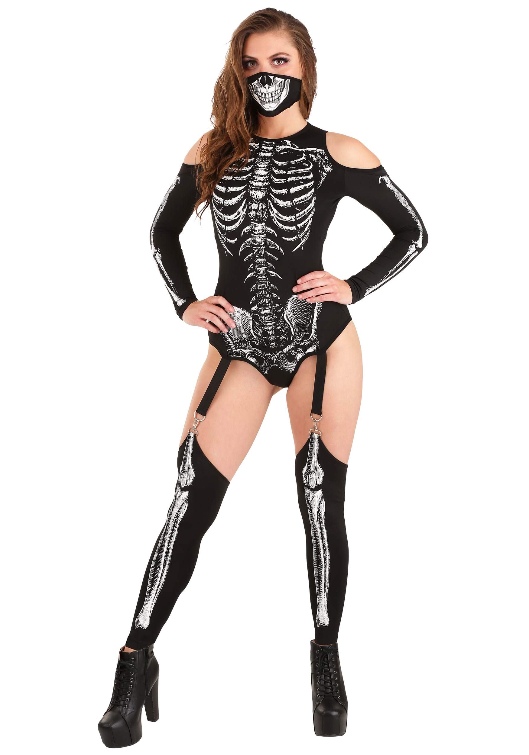Red Skeleton Bodysuit Women's Halloween Costume - Sexy Full Body Jumpsuit for Parties, Cosplay & Horror Events