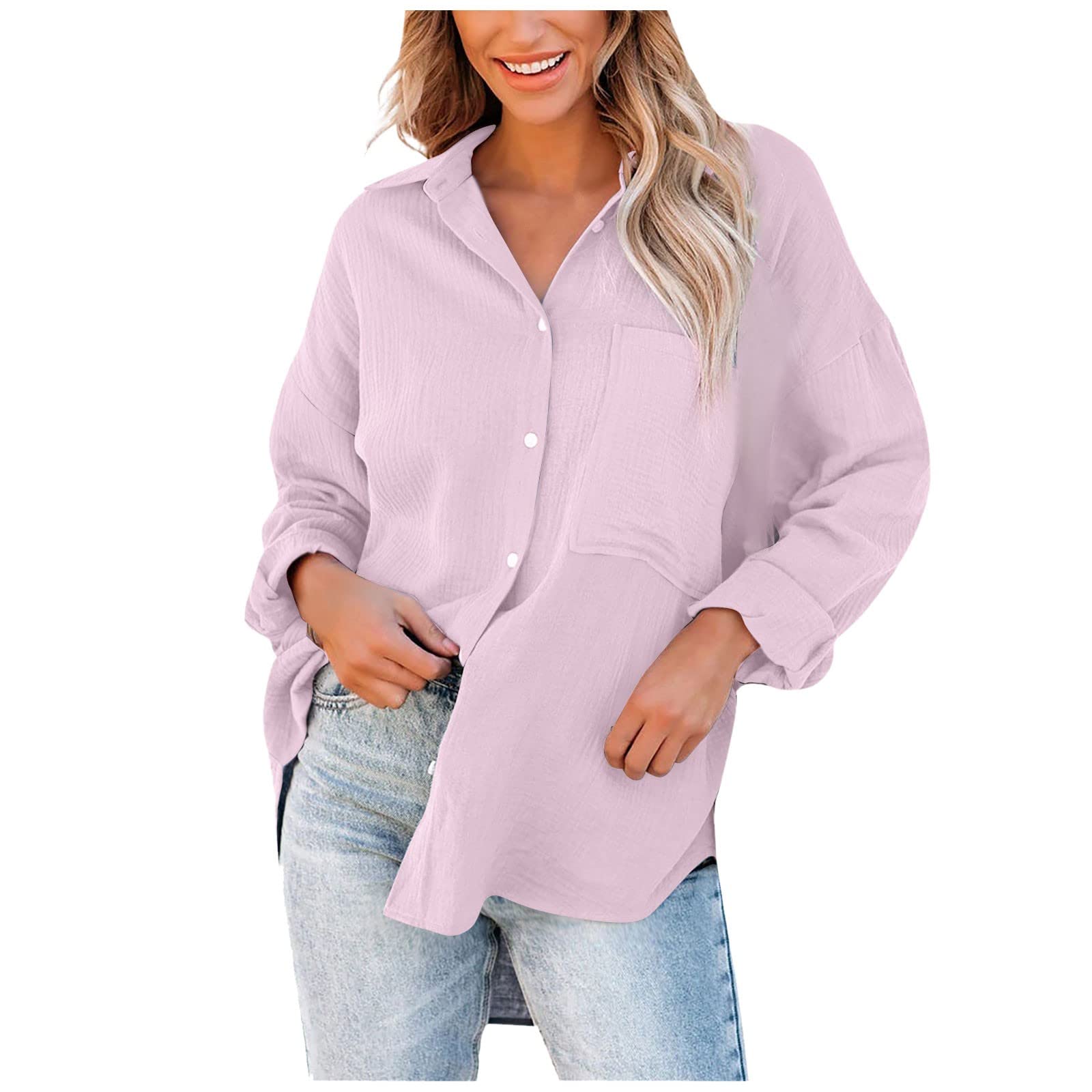Elegant Women's Contrast Color Lapel Blouse - Single Breasted Long Sleeve Dress Shirt for Office, Party & Casual Wear | Formal & Business Attire Top