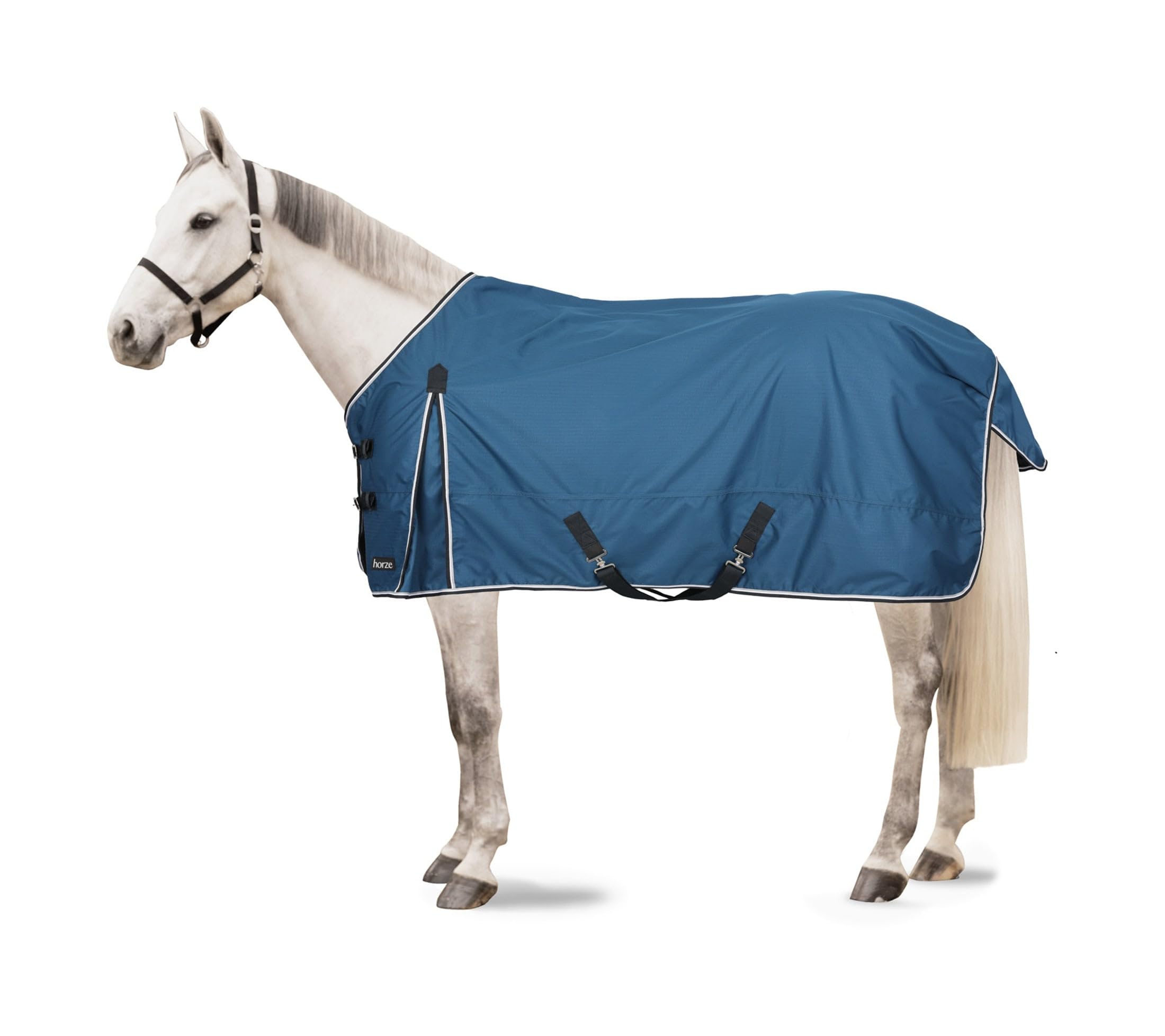 HORZE Glasgow Lightweight Waterproof Turnout Horse Blanket No Fill - Opal Blue - 75 Inch - Perfect for Outdoor Riding, Stable Use & All-Weather Protection