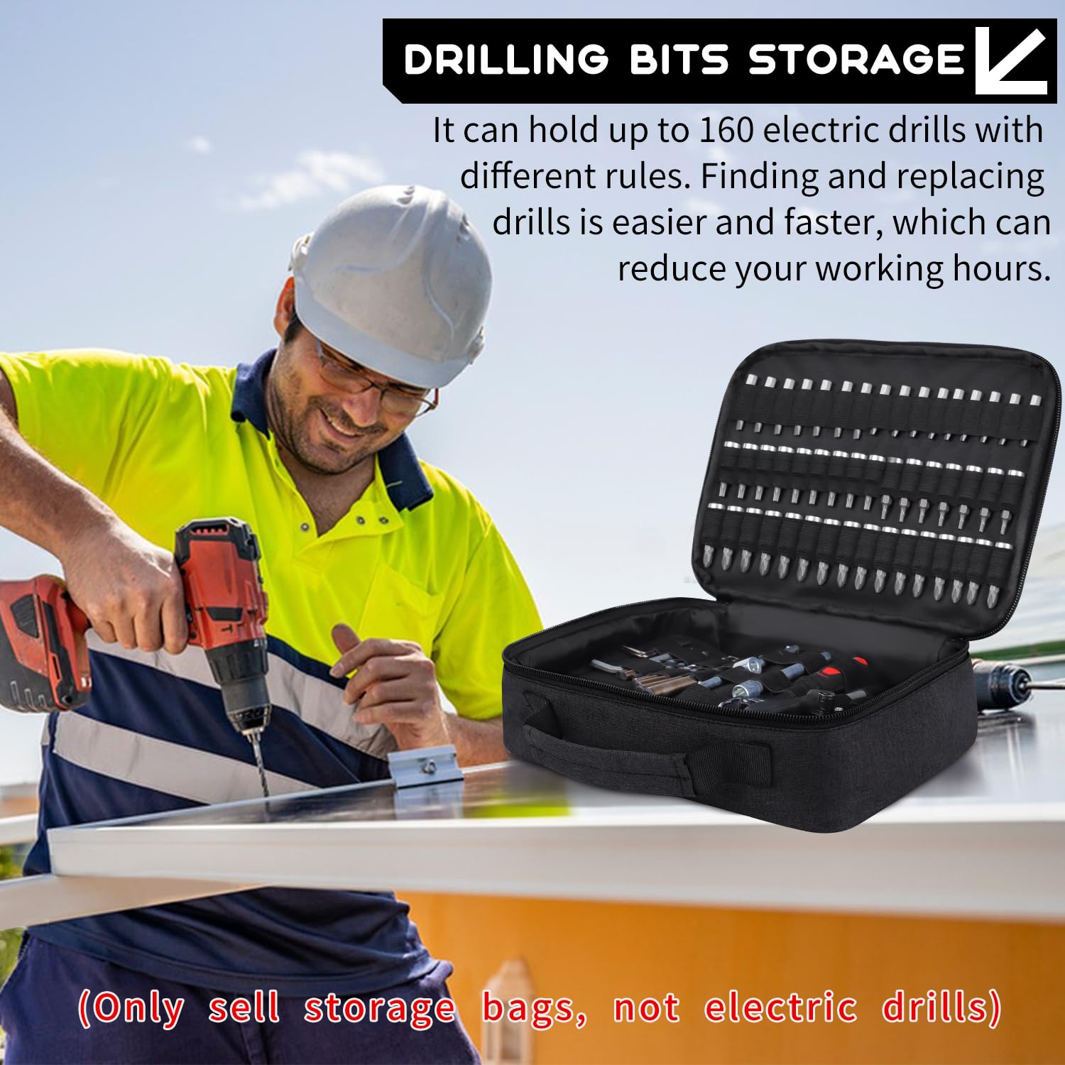 138-Hole Portable Socket & Drill Bit Organizer Holder - Fits 1/4