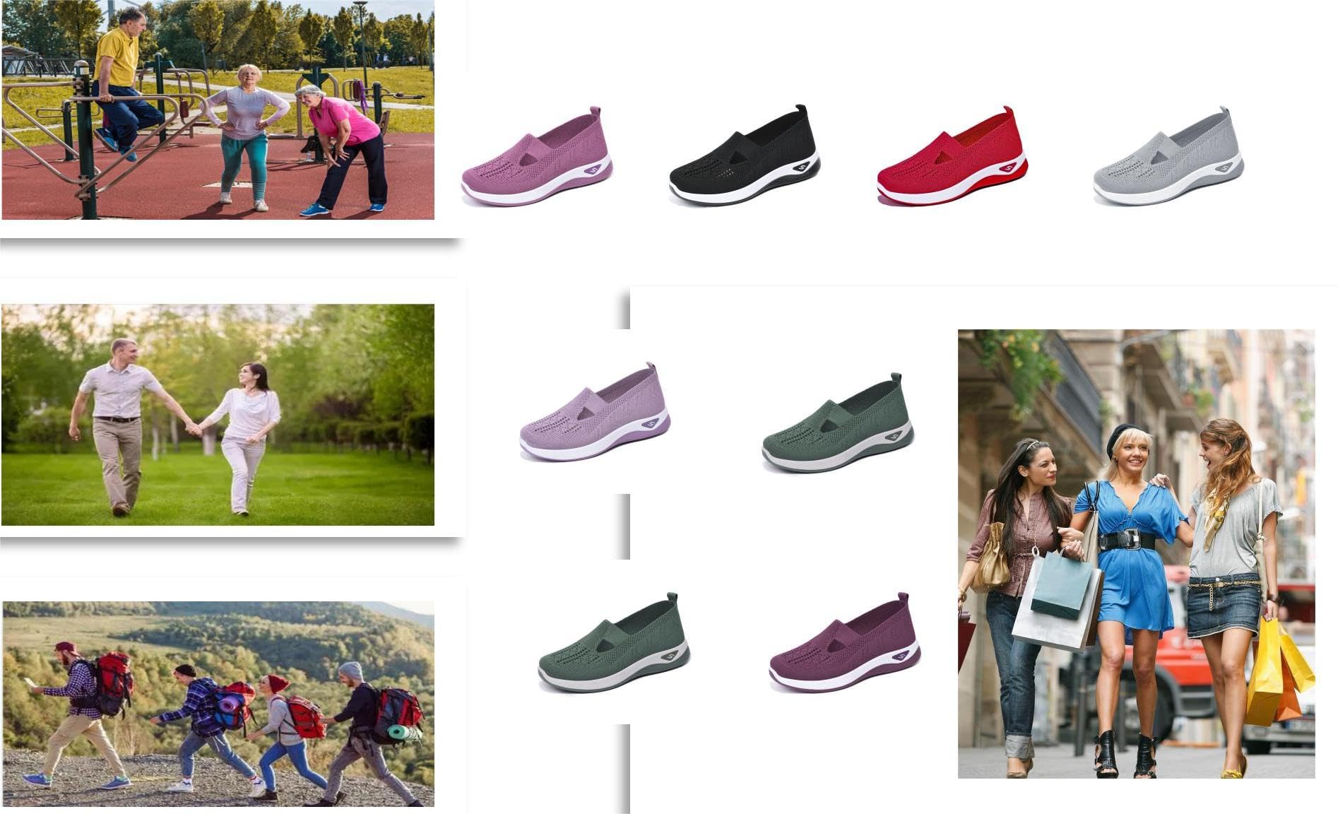 **Women's Orthopedic Sneakers - Breathable Woven Walking Shoes with Arch Support & Air Cushion Foam Sole for Hiking, Comfort & Pain Relief - Perfect for Daily Wear, Travel & Outdoor Activities**