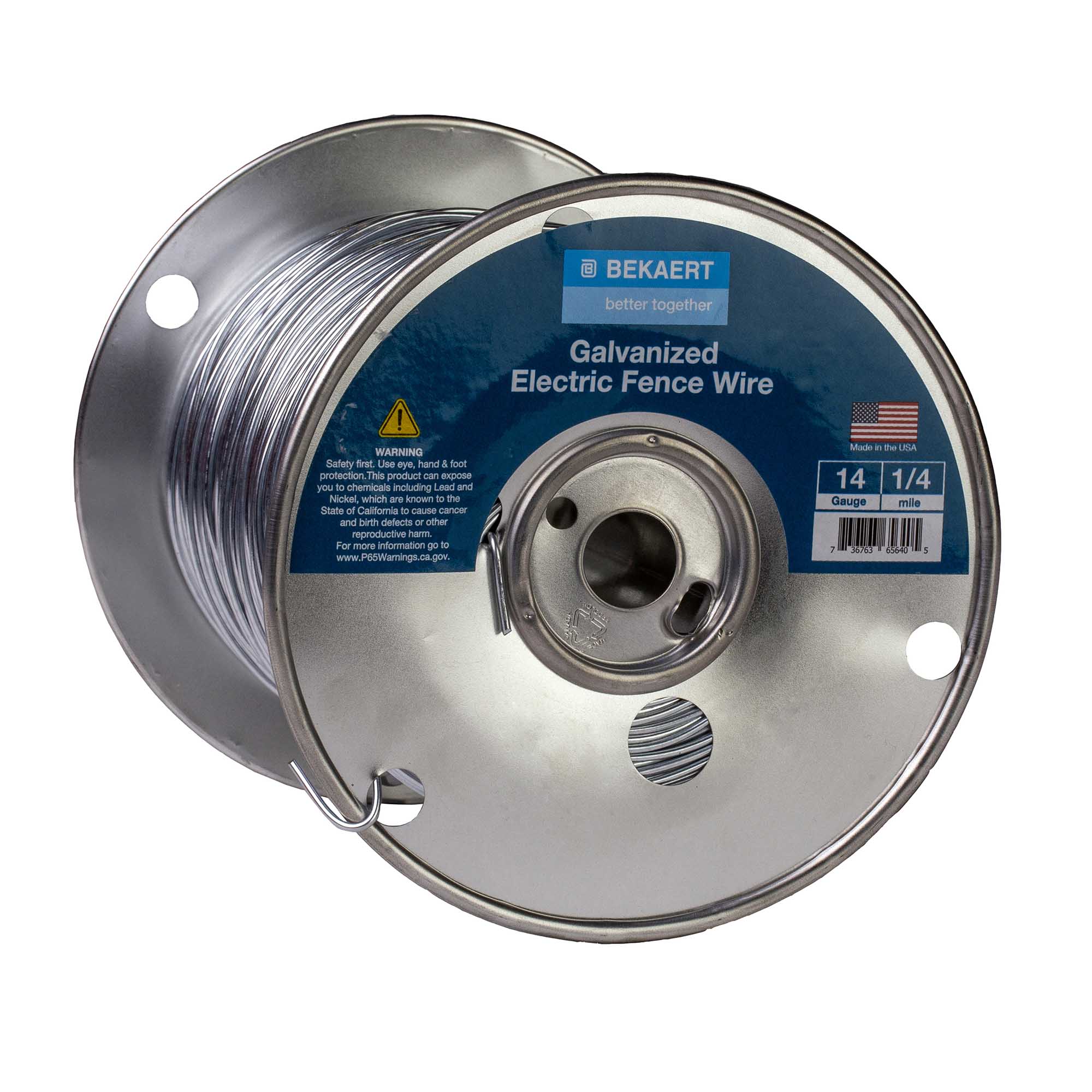 Bekaert 14 Gauge 1320' Electric Fence Wire - Heavy Duty Galvanized Steel for Livestock, Pets & Farm Security - Perfect for Pastures, Gardens & Perimeter Fencing