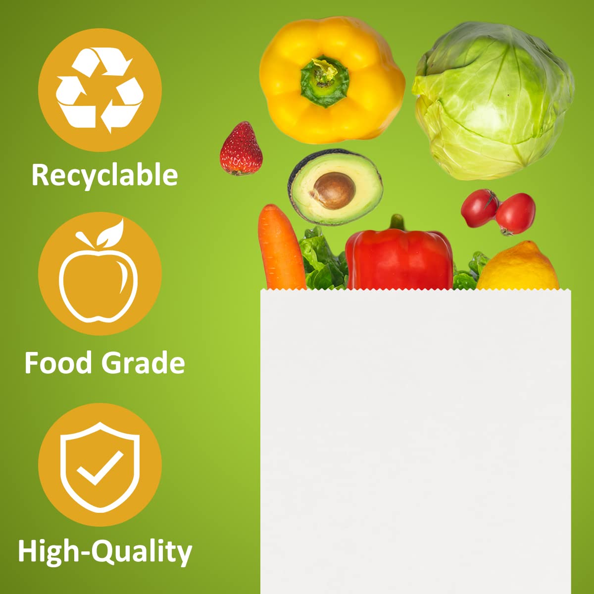 SHOPDAY 100 Pack 4lb White Kraft Paper Lunch Bags - 5x2.95x9.45 Inches - Eco-Friendly Food Storage Bags for School, Office, Picnics & Grocery Packing
