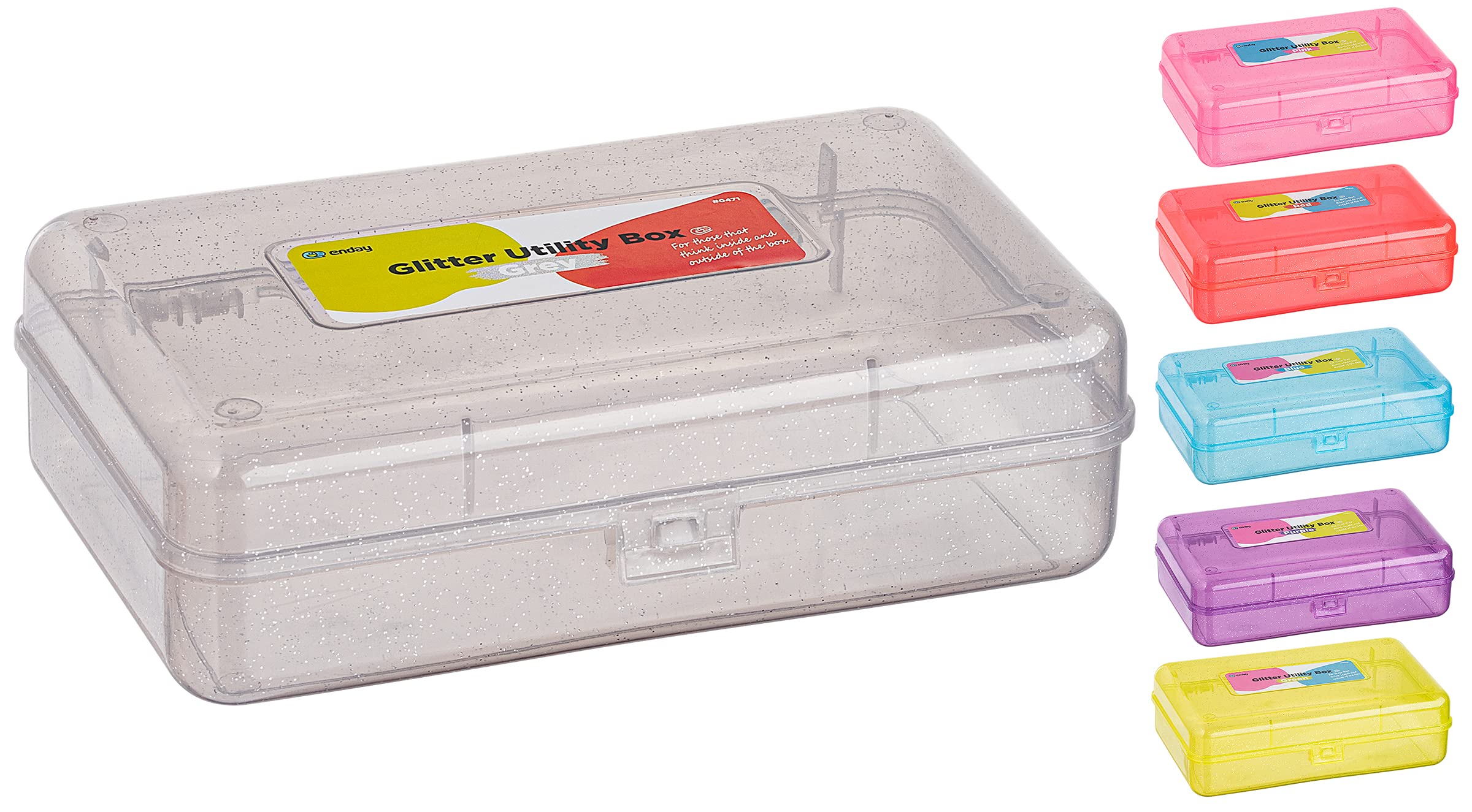 Enday Small Plastic Pencil Box with Snap Closure - Grey School & Office Supplies Organizer for Crayons, Pens & Art Tools | Also in Glitter Pink, Purple, Blue, Red & Green (24-Pack) | Perfect for Classroom, Homework & Craft Storage
