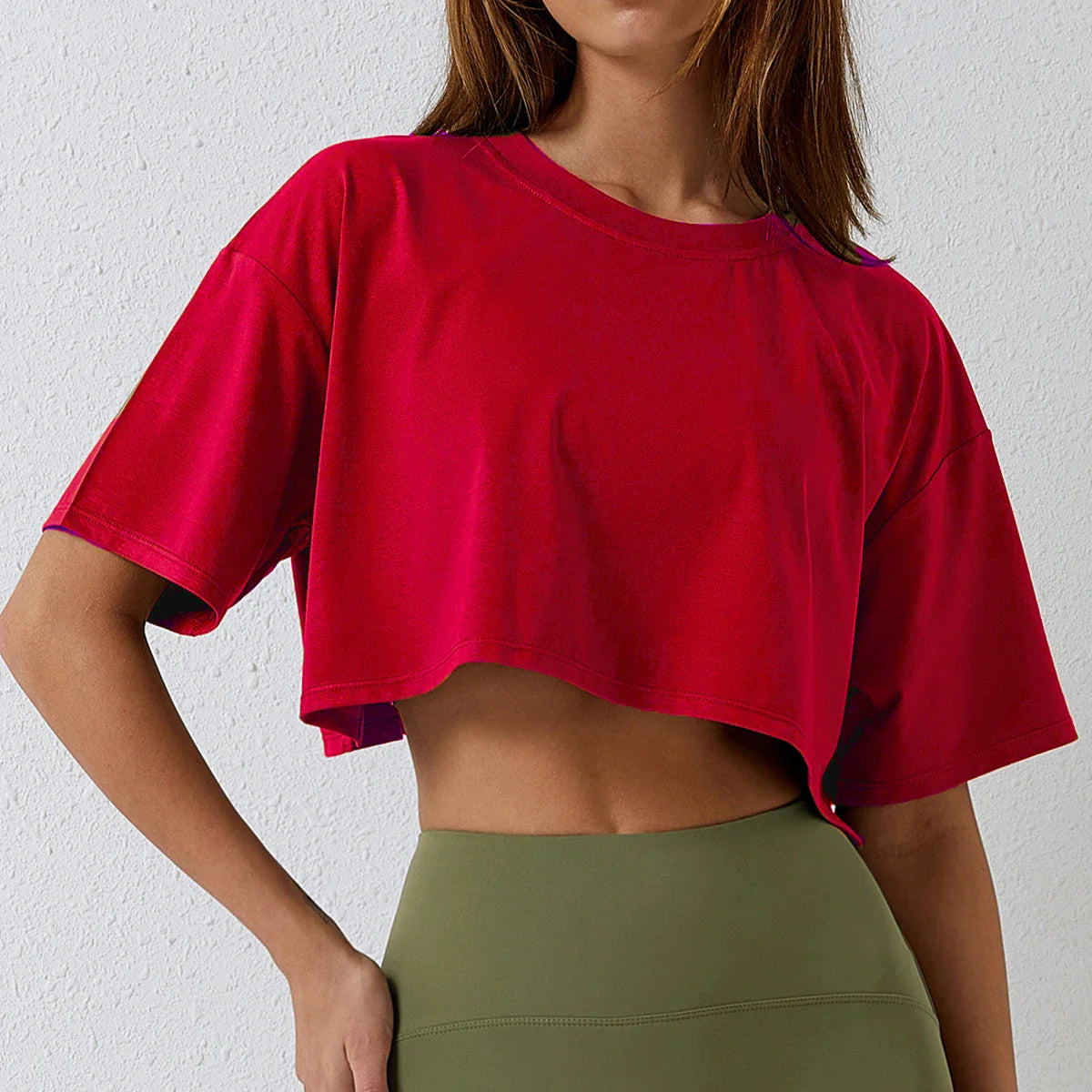 Women's Cotton Short Sleeve Crop Top - Breathable Yoga, Running & Gym Workout Shirt - Loose Fit Fitness Tee for Dance, Exercise & Sports - Perfect for Yoga Studios, Gym Sessions & Outdoor Activities