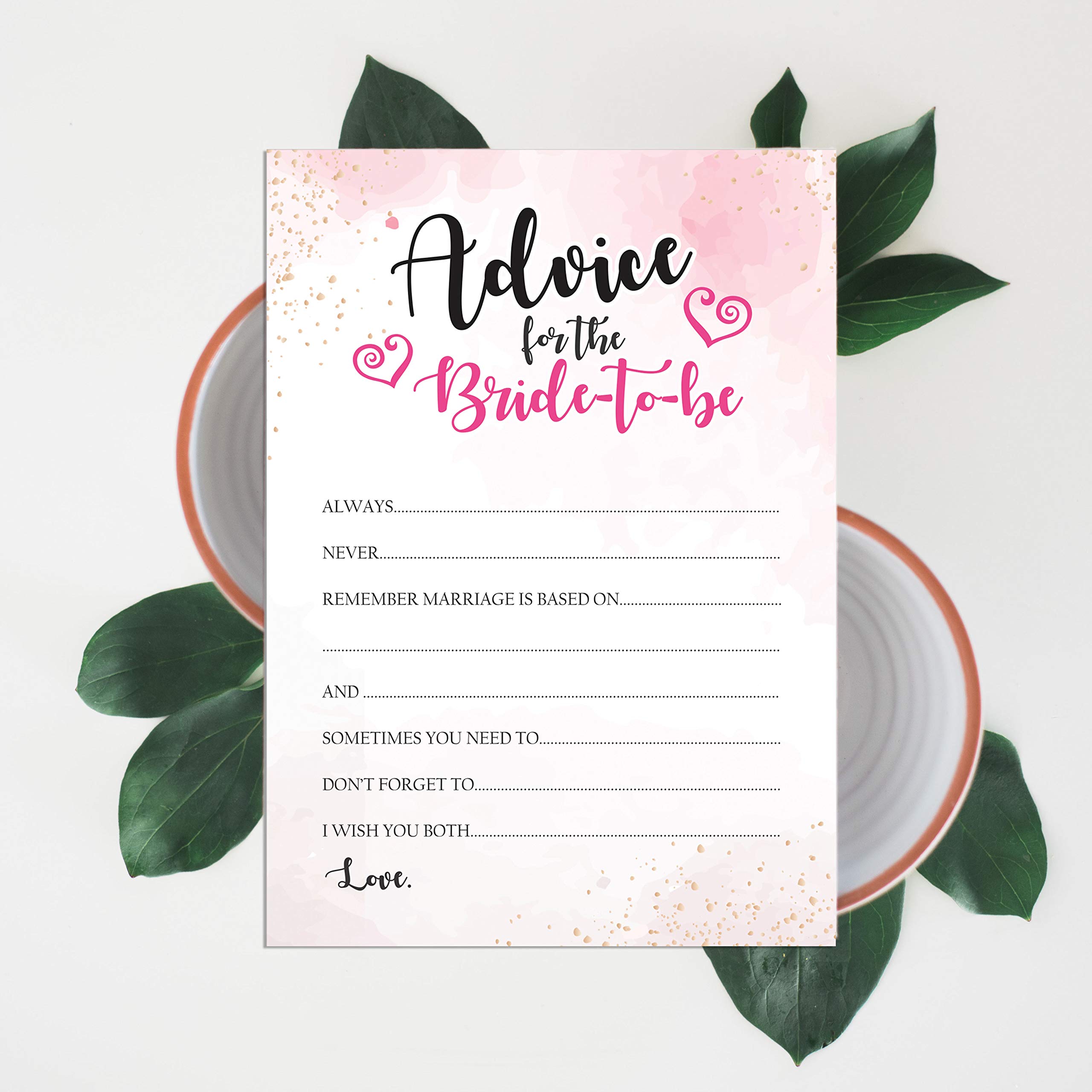 50 Watercolor Splash Bridal Shower Cards Set - Fun Wedding Activity Game for Bridesmaids & Guests - Perfect for Bachelorette Parties & Wedding Showers