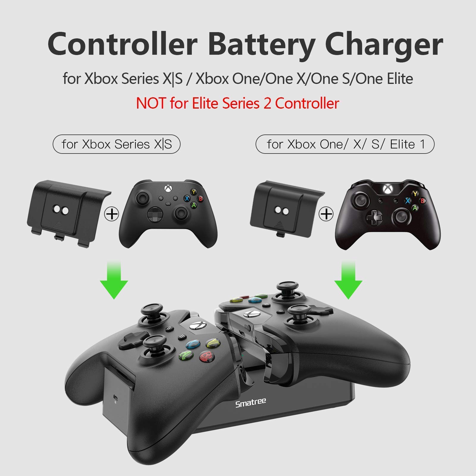 Smatree Xbox Series X|S/Xbox One Controller Charger Station with 6 Rechargeable Batteries - Compatible with Xbox Series X|S, Xbox One, One X, One S & Elite - Perfect for Gaming Sessions & Multiplayer Setups
