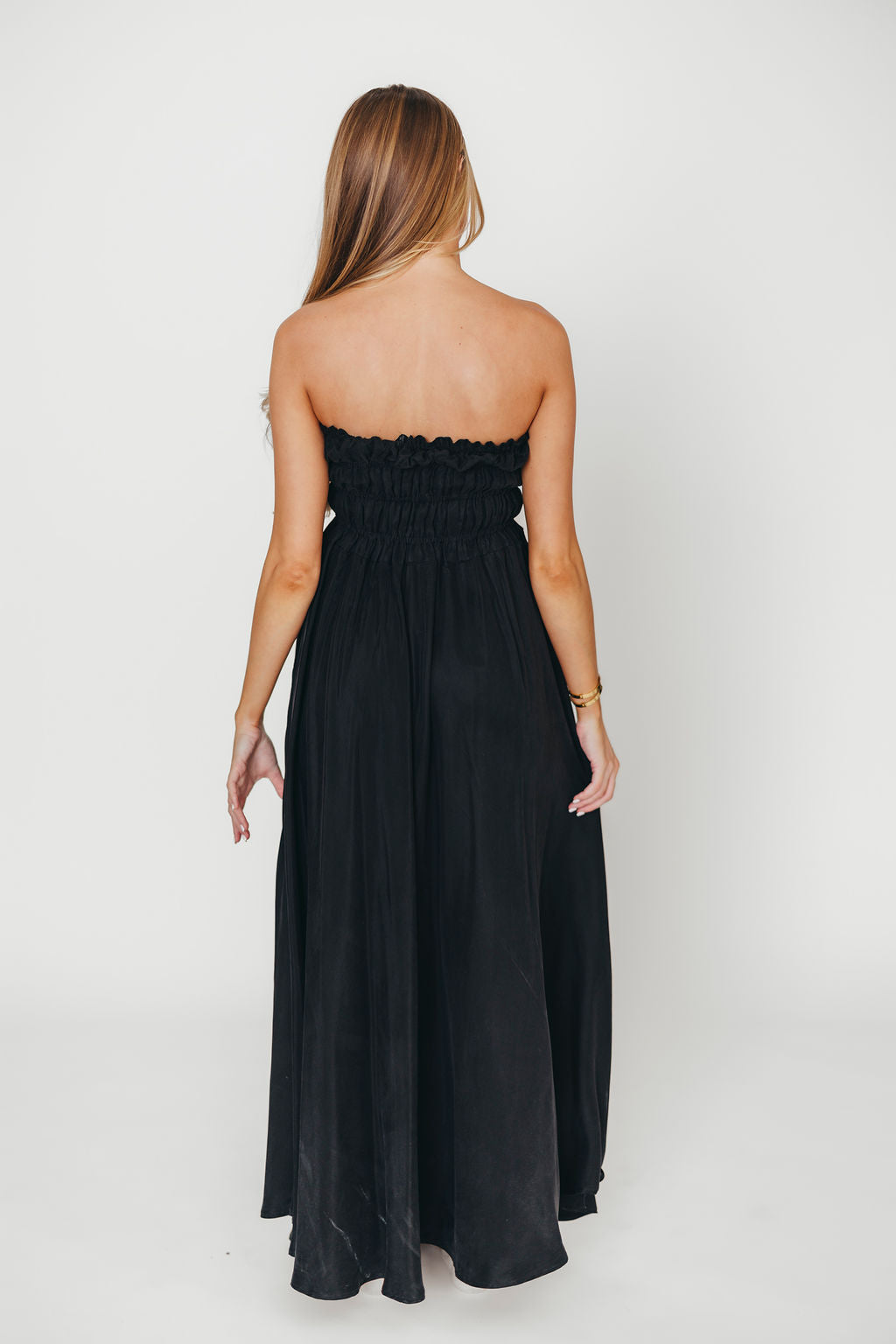 Elegant Caitlyn Black Woven Maxi Dress for Women - Perfect for Summer Beach Vacations, Weddings & Evening Parties