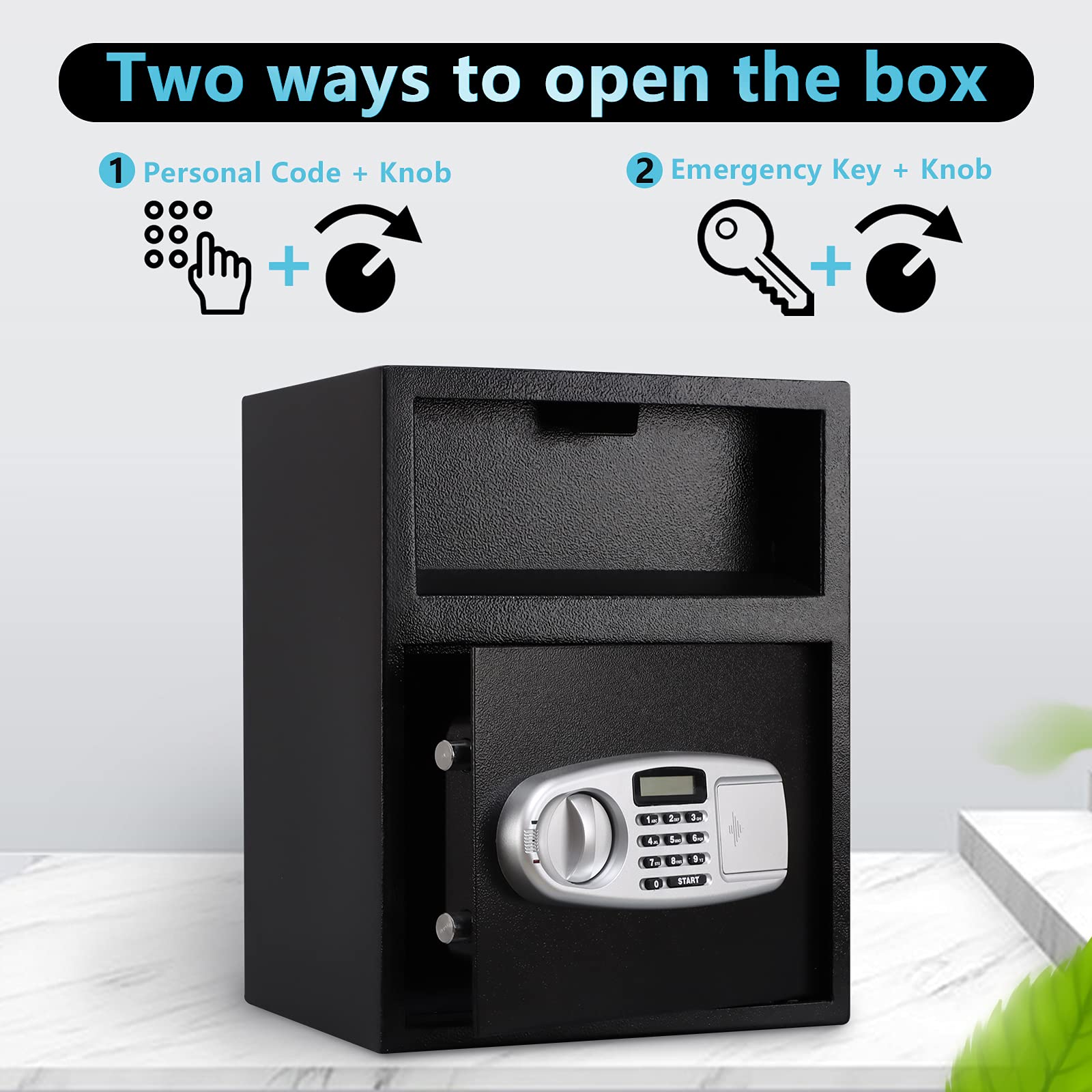 KYODOLED Digital Safe Box - Electronic Steel Security Safe with Keypad & Emergency Keys, 17.7