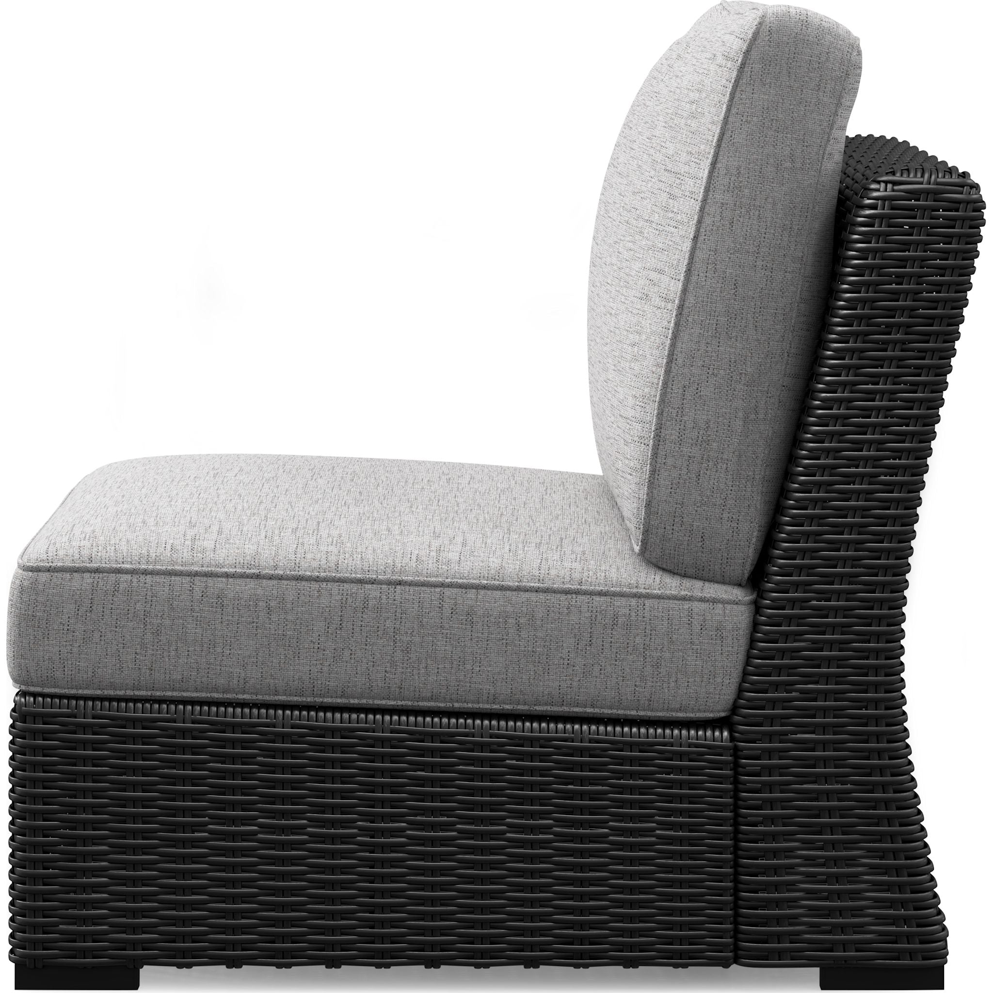 Beachcroft Outdoor Armless Chair with Cushion - Black/Light Gray - Perfect for Patio, Poolside, Garden & Backyard Relaxation