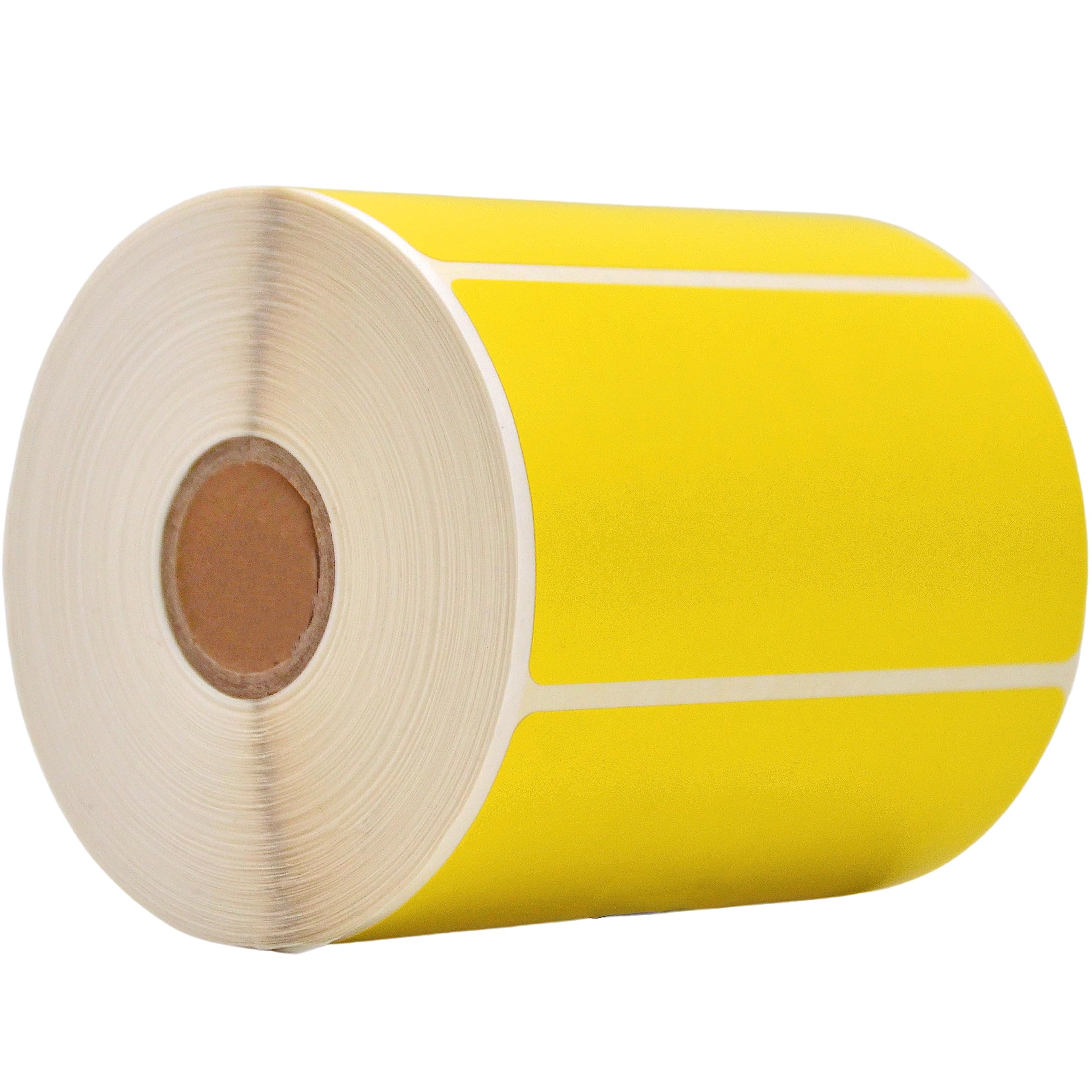 WOD Yellow Direct Thermal Label Rolls - 4x2 Inch, 500 Labels per Roll (16 Pack) - Permanent Adhesive for Color Coding, Organization & Inventory - Perfect for Home Office, Small Business, Warehouse & Classroom Use