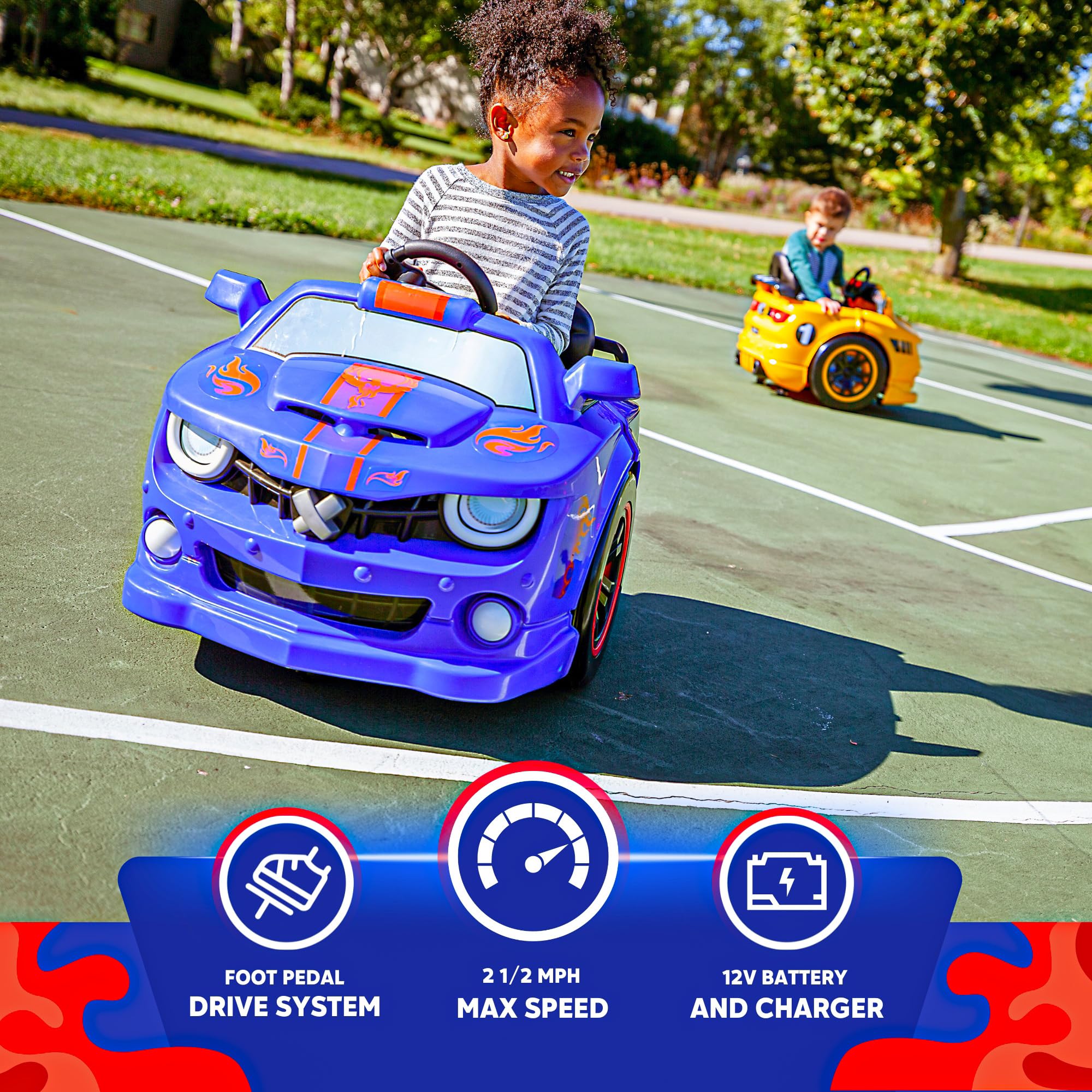 Kid Trax Dizzy Racers 6V Electric Ride-On Toy Car for Toddlers with 360° Spin - Blue | Indoor & Outdoor Play Vehicle for Boys & Girls Ages 2-5 (Max 66lbs) | Perfect for Birthday Gifts, Backyard Fun & Preschool Playtime