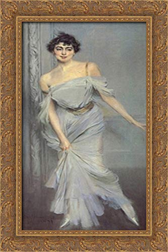 16x24 Gold Ornate Wood Framed Canvas Art Print - Madame Charles Max by Giovanni Boldini - Elegant Wall Decor for Living Room, Bedroom & Office