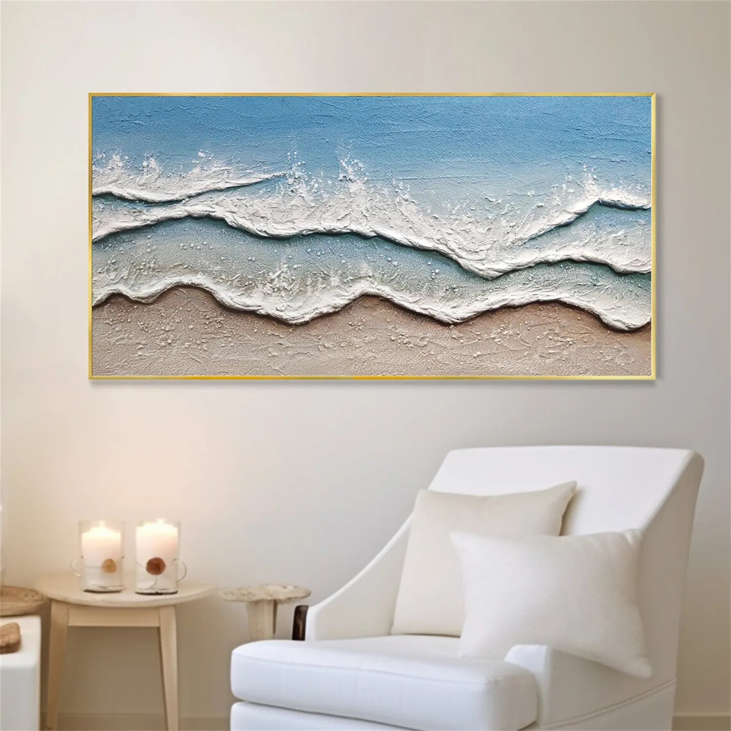 Ocean And Sky Painting #OS 168 - Handmade Canvas Wall Art for Home & Office Decor - Perfect for Living Room, Bedroom or Gift