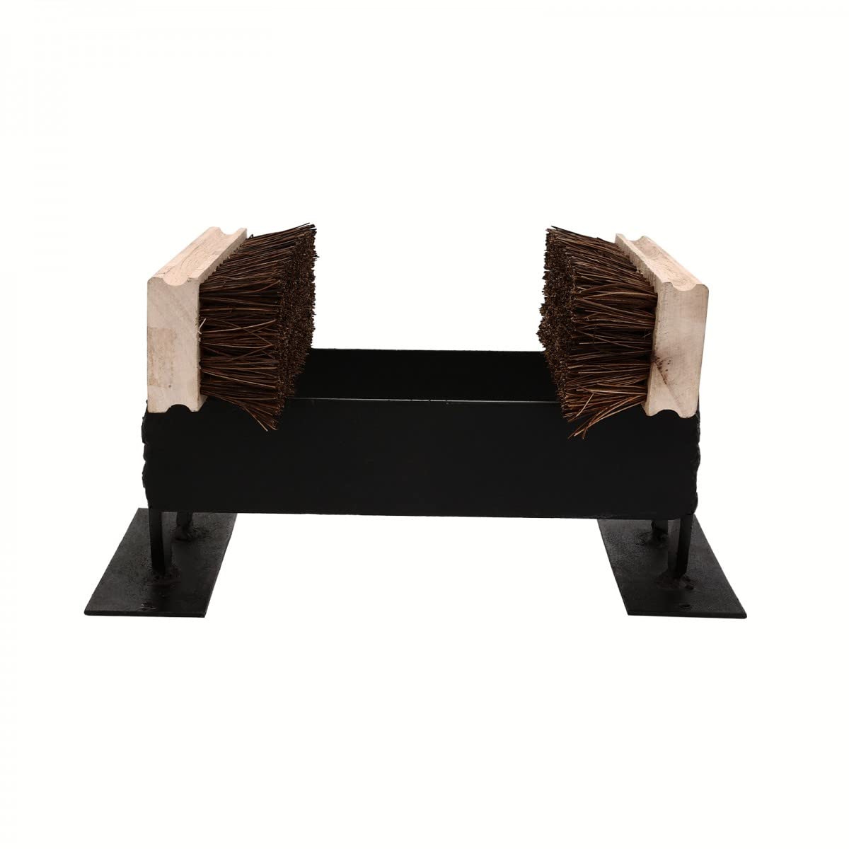 Cast Iron Horseshoe Boot Scraper with Brushes & Mud Scraper - Heavy Duty Outdoor Shoe Cleaner for Mud, Snow & Dirt - Perfect for Farmhouse, Ranch & Entryway Cleaning