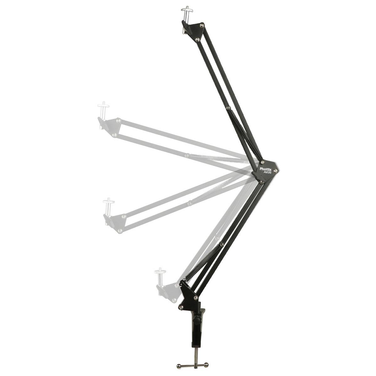Phottix AR35 Adjustable Desktop Boom Arm Stand for Microphones & Lighting - Perfect for Podcasting, Streaming & Video Conferencing