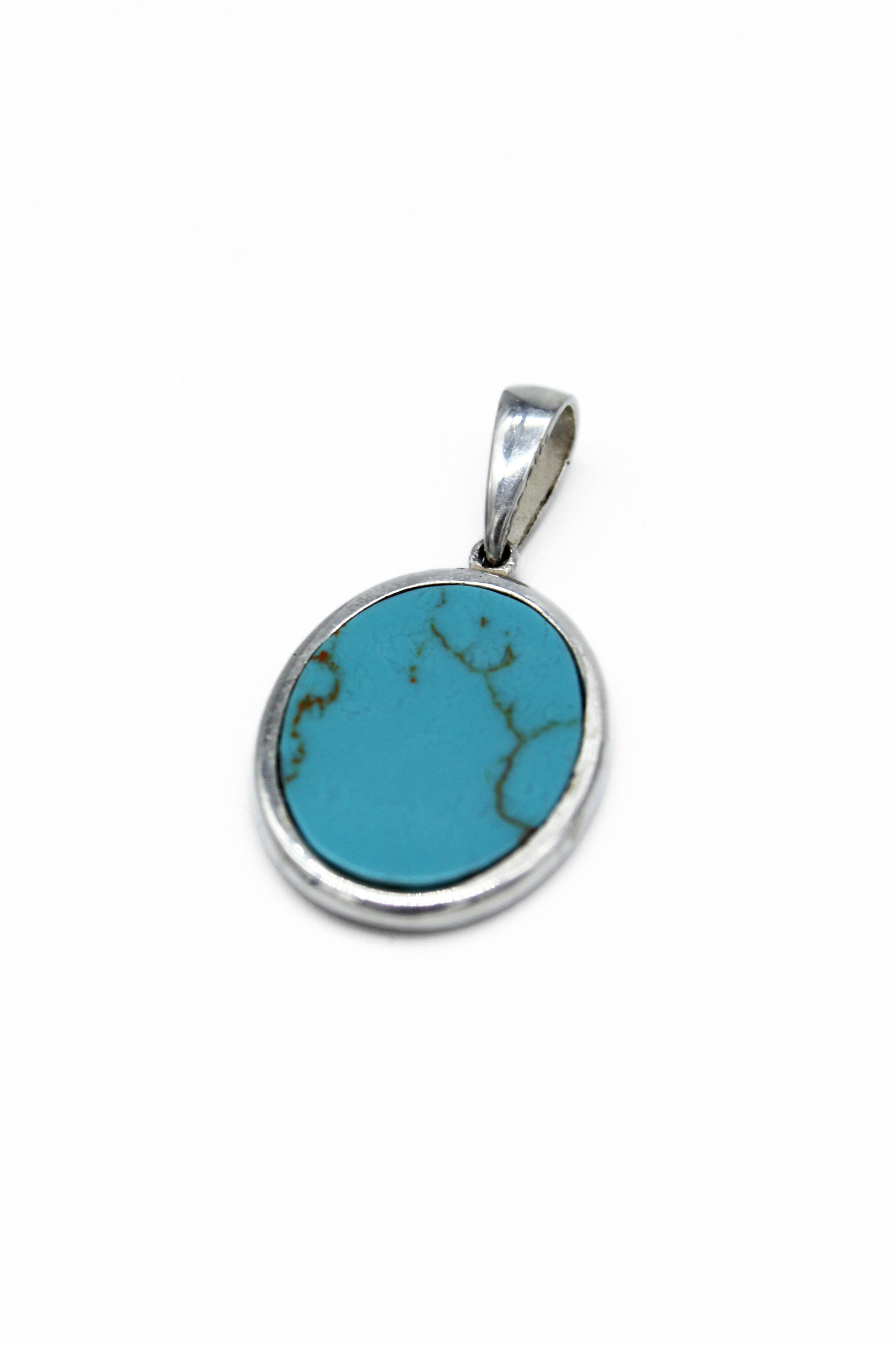 Turquoise Oval Silver Pendant Charm - Perfect for Necklaces, Bracelets & Jewelry Making