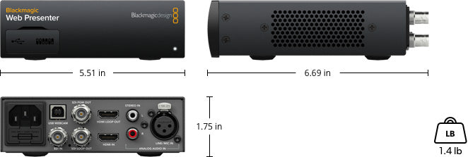 Blackmagic Web Presenter HD - Professional Live Streaming Video Switcher for YouTube, Twitch & Facebook (HDMI & USB 3.0) - Perfect for Webinars, Gaming Streams & Online Classes