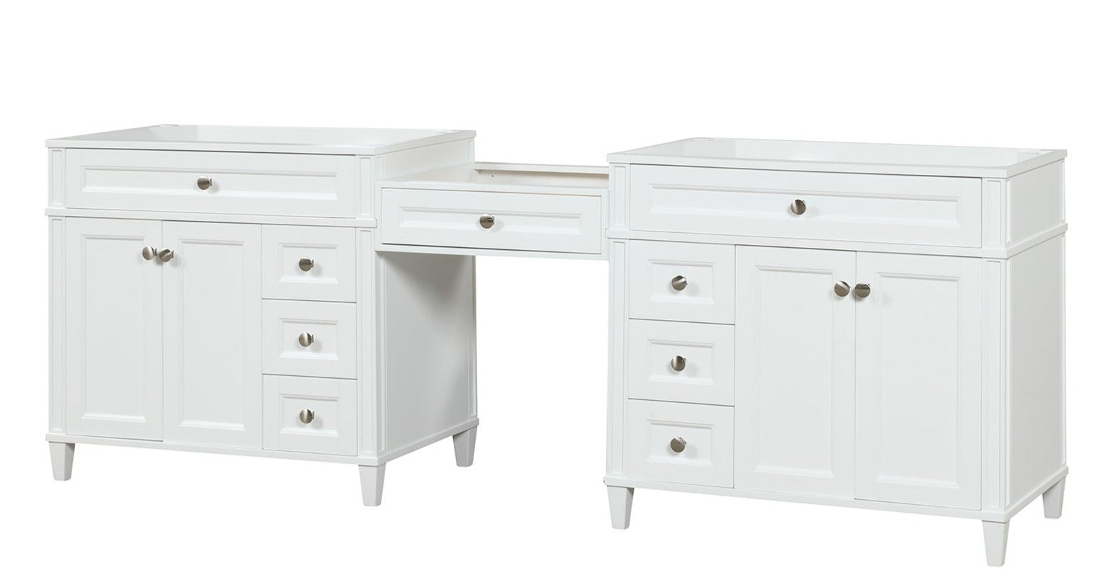 Kensington 96-Inch White All-Wood Bathroom Vanity Cabinet Only - Perfect for Modern Master Bathrooms & Spacious Powder Rooms