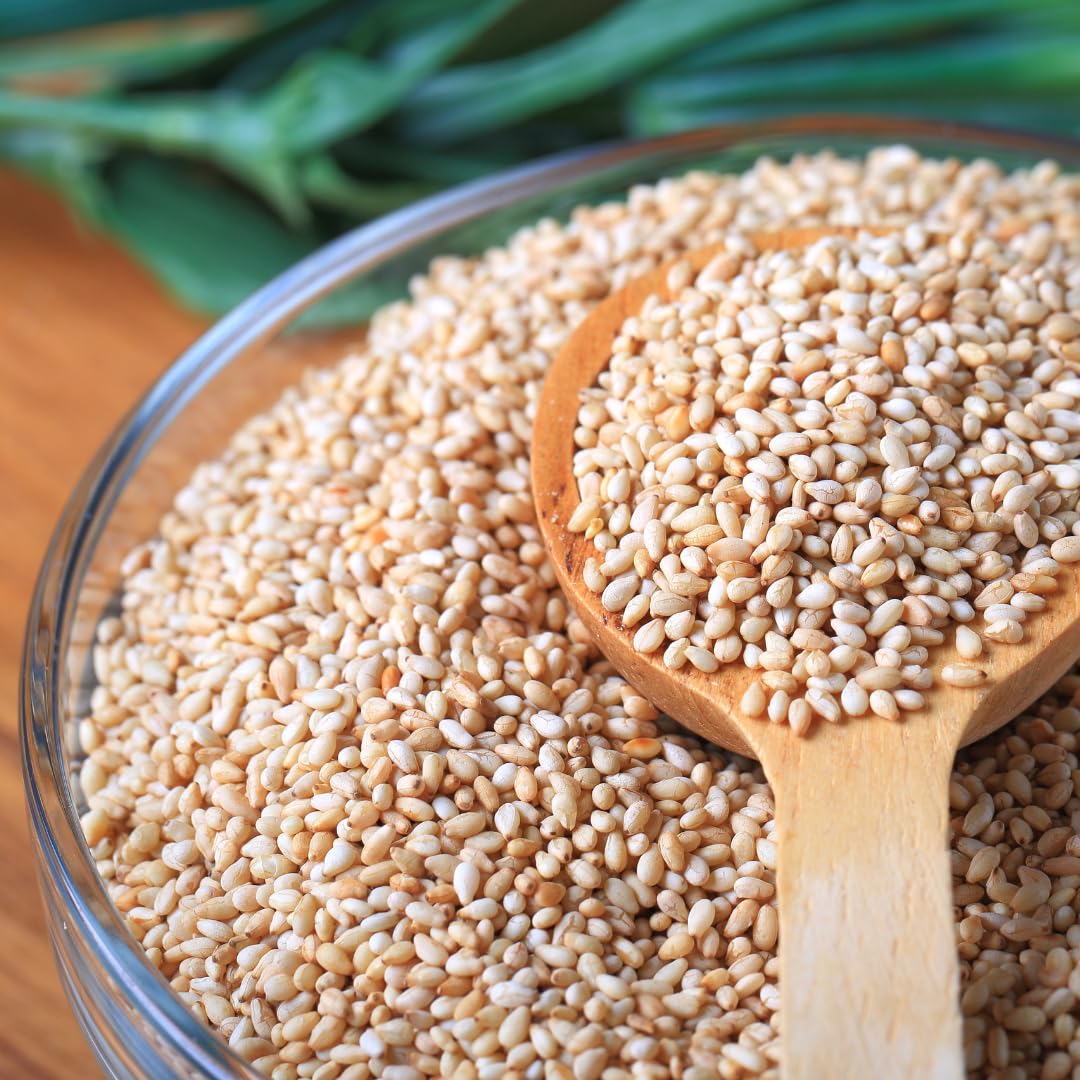 Organic White Sesame Seeds 13.6 oz - Non-GMO, Crunchy Topping for Sushi, Salads & Chicken - Minimalist Reusable Packaging - Perfect for Asian Cooking, Baking & Healthy Snacks
