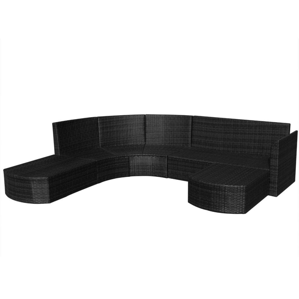 Tidyard 4-Piece Outdoor Patio Furniture Set - Black Poly Rattan Sectional Sofa with 2 Corner Chairs & 2 Ottomans, Weather-Resistant Cushioned Garden Lounge Set for Backyard, Balcony, Terrace | Perfect for Relaxing, Entertaining & Outdoor Gatherings