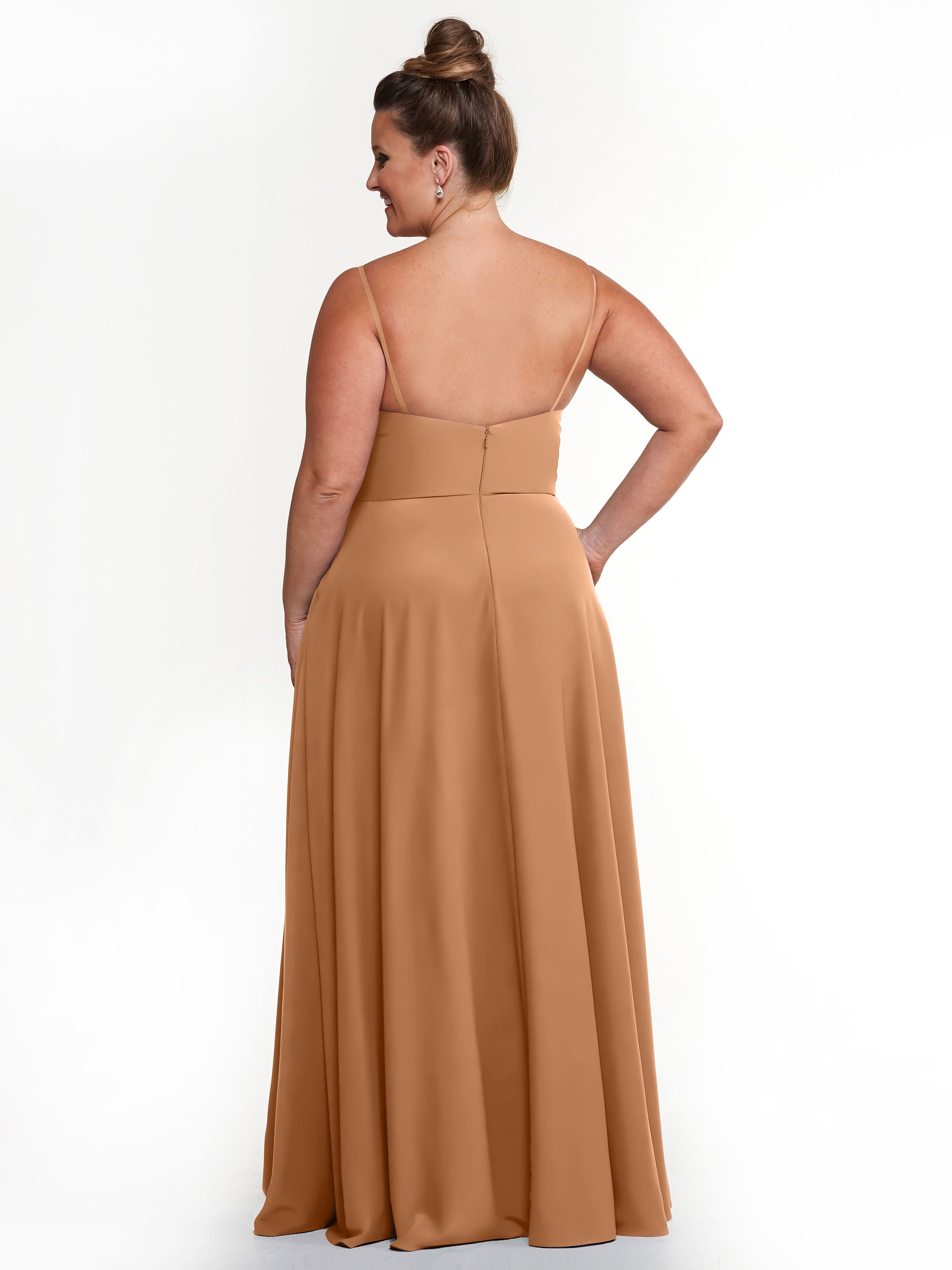 Elegant 83012 Flowy Stretch Chiffon A-Line Bridesmaid Dress with V-Neck - Perfect for Weddings, Parties & Formal Events