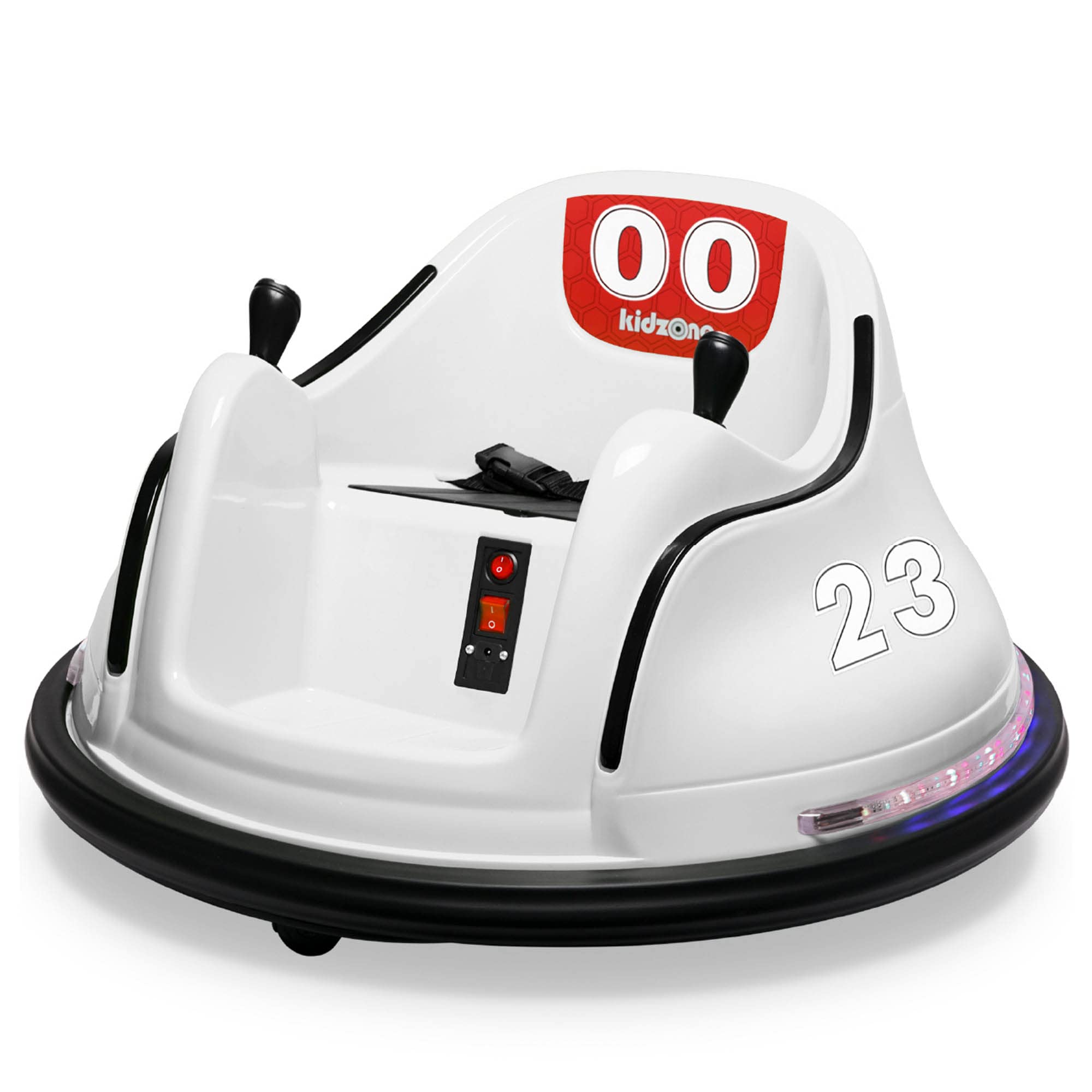 Kidzone 6V Electric Ride On Bumper Car for Kids & Toddlers Ages 1.5-6 Years - Remote Control, LED Lights, 360° Spinning, DIY Stickers - ASTM Certified Safe Bumper Toy Gift for Birthday & Indoor Play