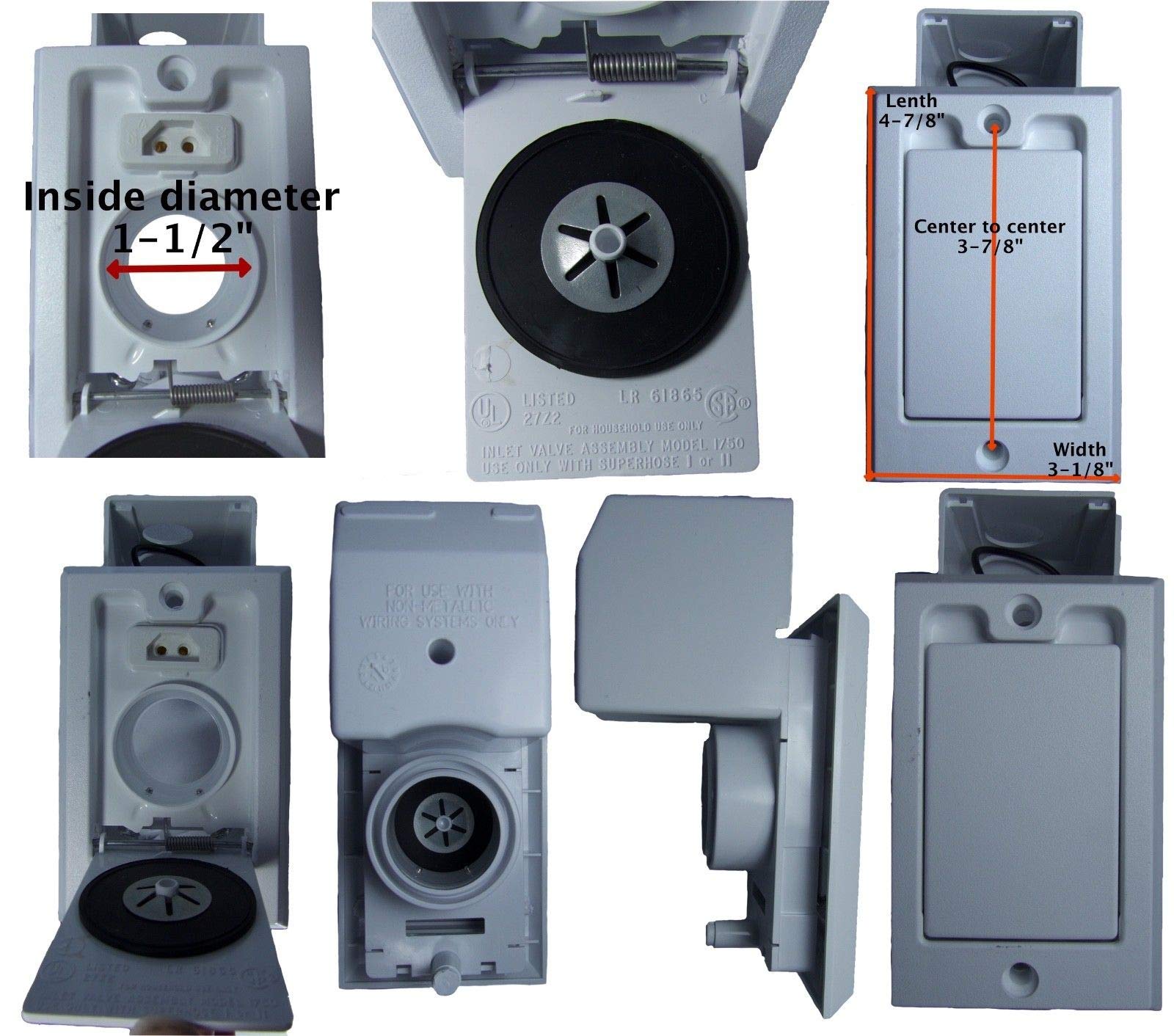 White Abutilon Standard Dual Voltage Direct Connect Central Vacuum Wall Valve Inlet - Perfect for Home Cleaning & Central Vacuum Systems
