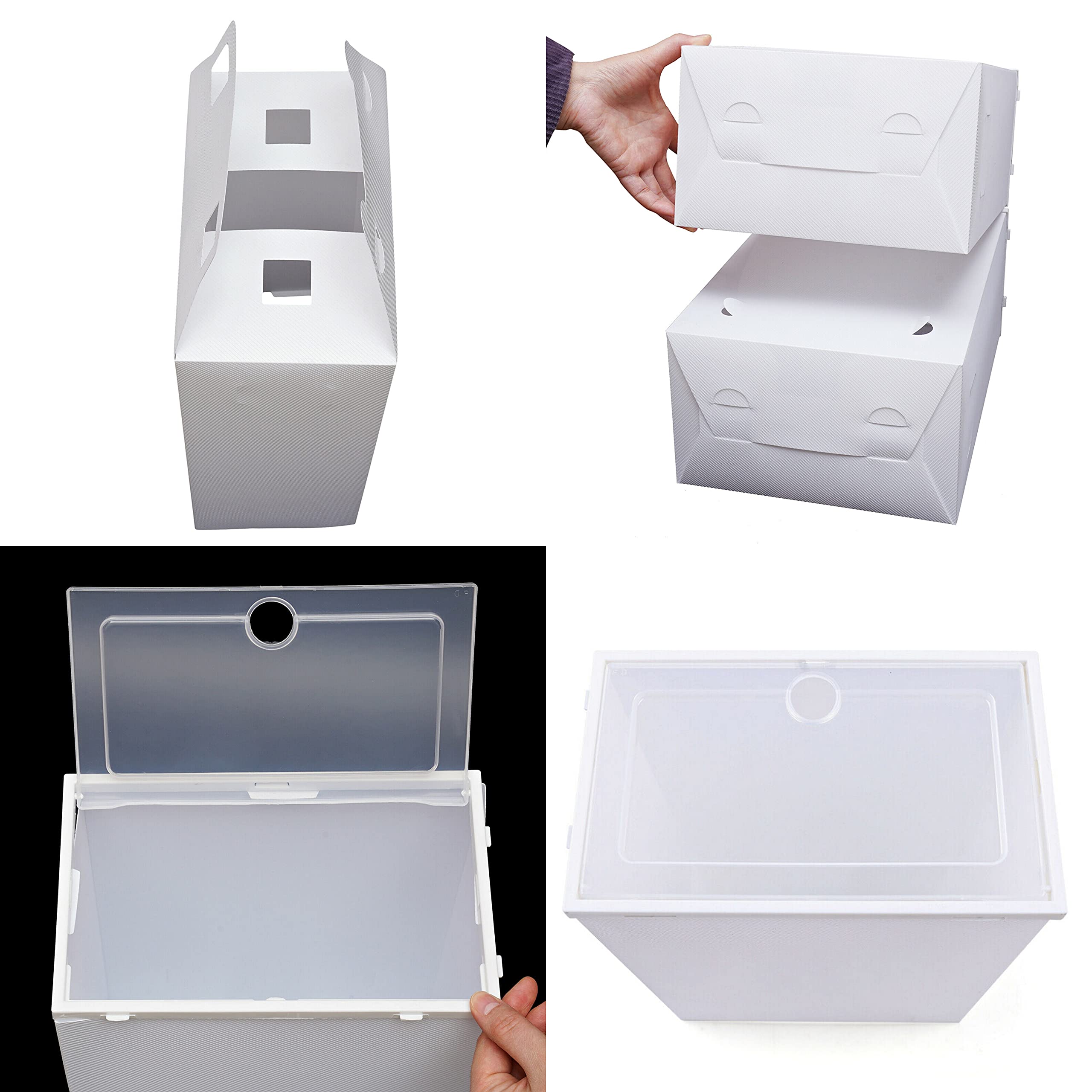 YIYIBYUS 24-Pack Stackable Clear Plastic Shoe Boxes with Lids - Foldable Sneaker Storage Organizer Bins (13 Inch) for Closet, Portable Shoe Containers | Perfect for Organizing Shoes, Boots & Accessories in Bedroom, Dorm or Entryway