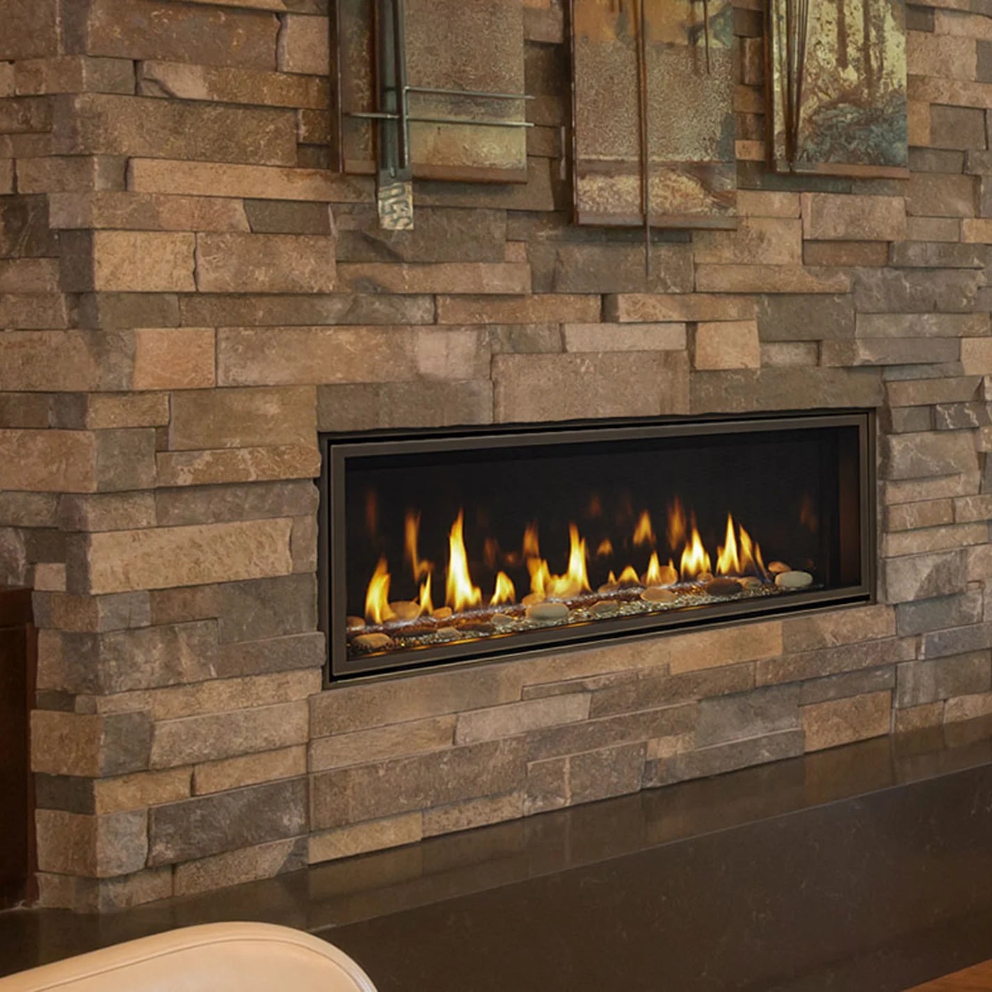 Majestic Echelon II 48-Inch Linear Gas Fireplace - Modern Vent-Free Design for Living Rooms & Patios - ECHEL48IN
