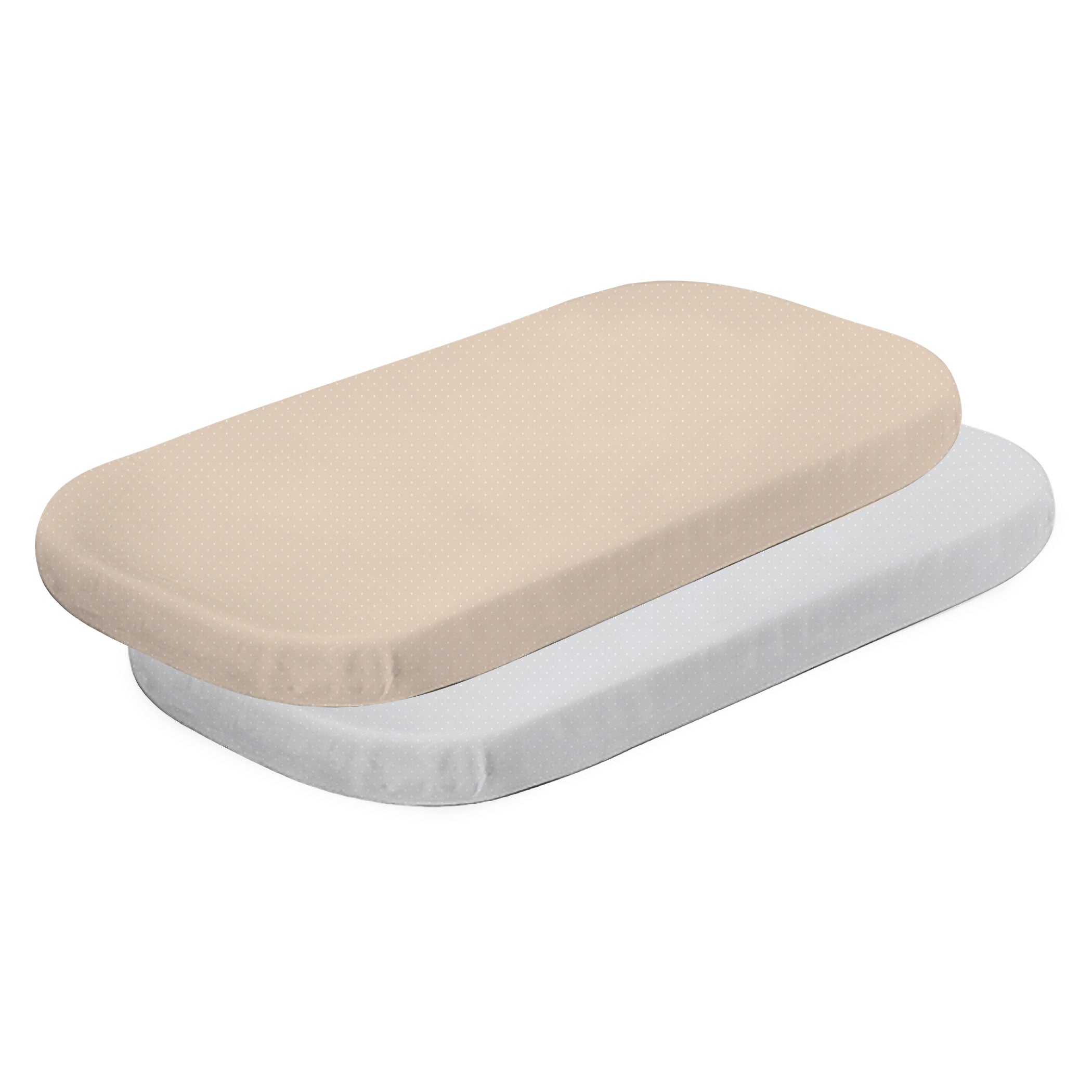 2-Pack Jersey Cotton Co-Sleeper & Bedside Sleeper Fitted Sheets - Soft Grey & Taupe for Baby Bassinet & Crib - Perfect for Nursery, Daycare & Travel Use