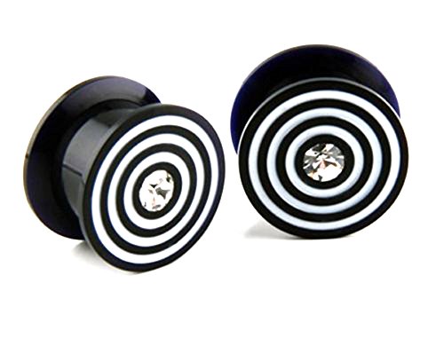 JewelryVolt AP-644 Acrylic Ear Plugs with White CZ Stones - 1/2