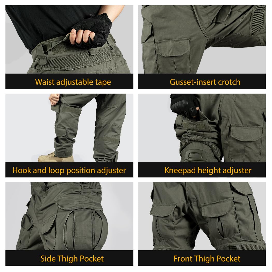 IDOGEAR Men's G3 Combat Pants with Removable Knee Pads - Multi-Cam Tactical Pants for Airsoft, Hunting, Paintball & Outdoor Activities | Durable Military Style Trousers for Tactical Training & Adventure Sports