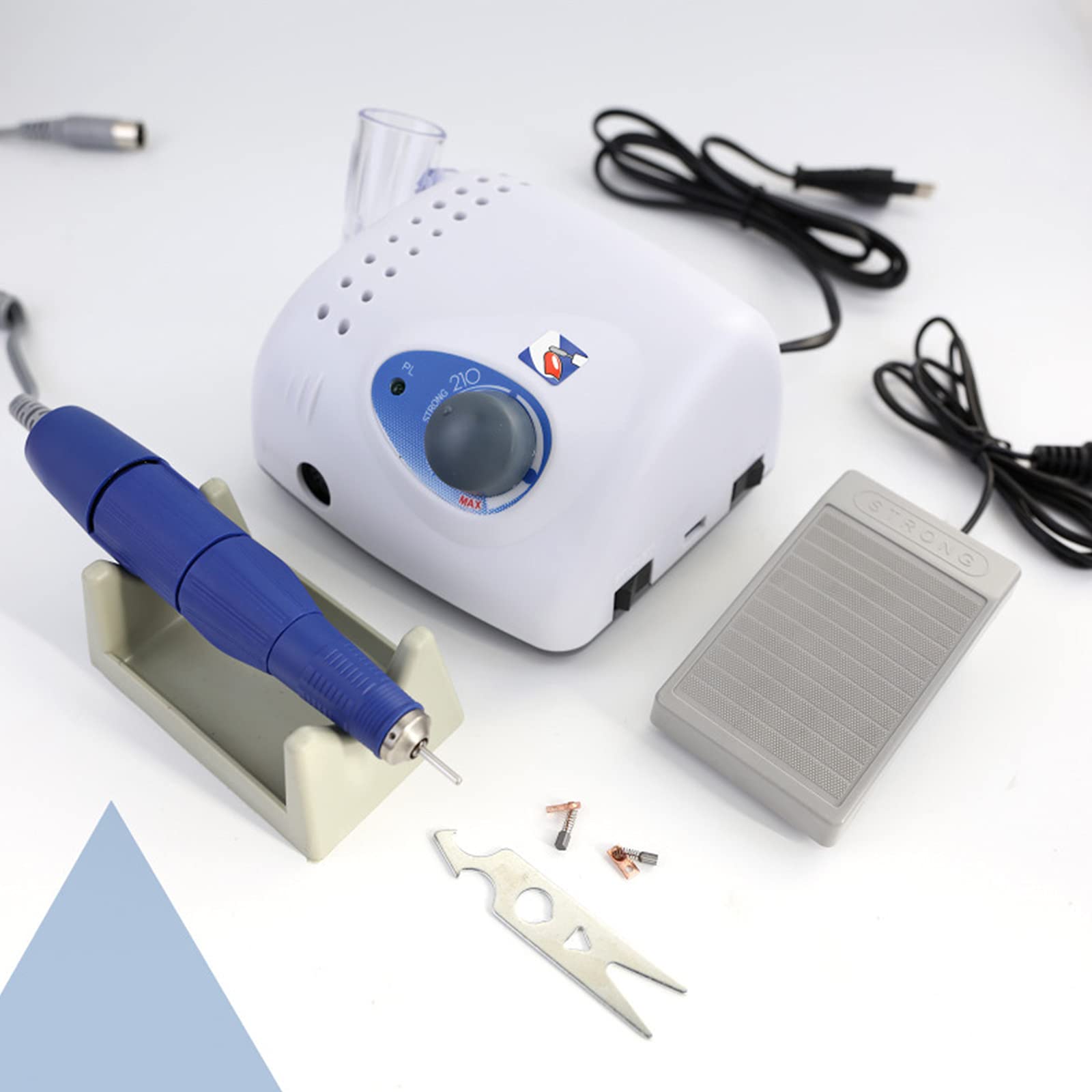 Professional 35000RPM Electric Nail Drill Machine with Foot Pedal & Nail Pen Holder - High Speed Nail File for Acrylic Nails, Manicure, Grinding, Polishing & Cuticle Removal (White, EU Plug) - Perfect for Salon Professionals & Home Nail Care