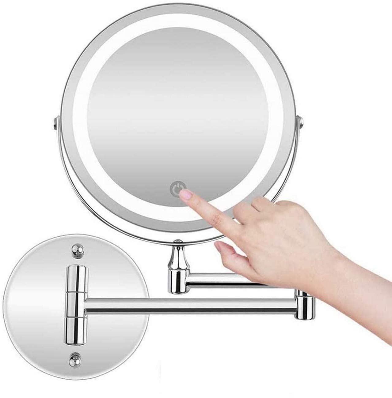 10X Magnifying LED Makeup Mirror with Dimmable Lights - Rechargeable Wall Mounted Bathroom Mirror, Touch Screen & Dual Power (USB/AAA Batteries) - Perfect for Makeup Application, Shaving & Skincare Routine