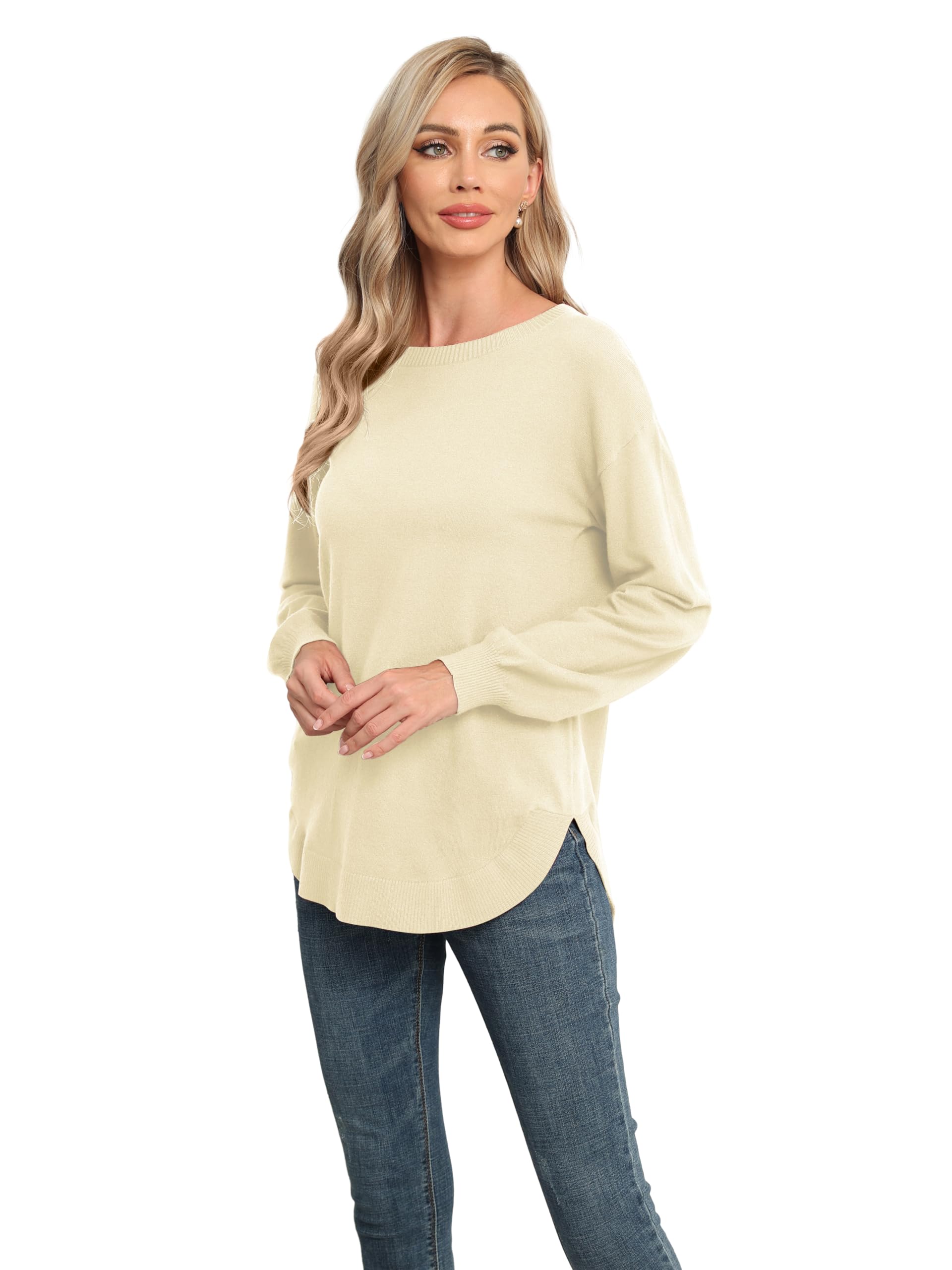 GRECERELLE Women's Lightweight Knit Pullover - Soft Crew Neck Sweater for Casual Wear